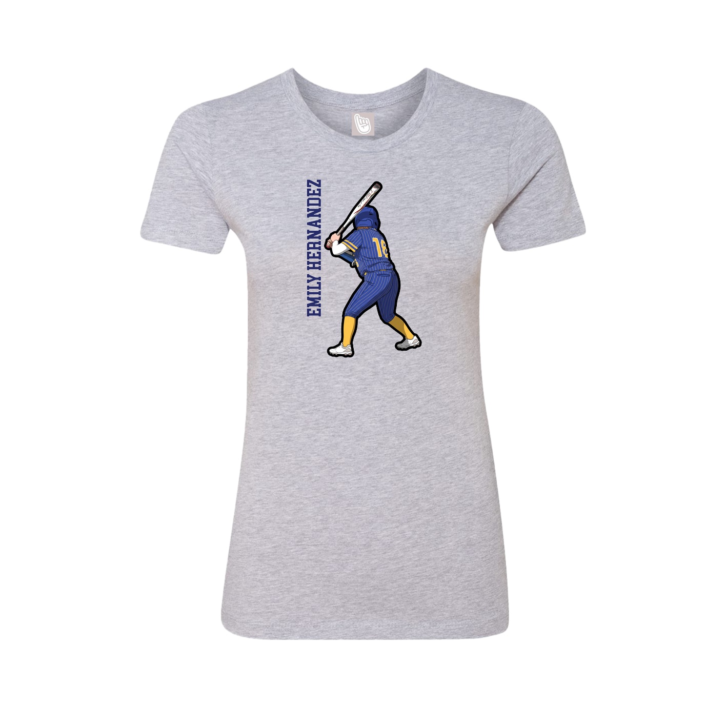 Womens Tee — Name Vertical in Grey