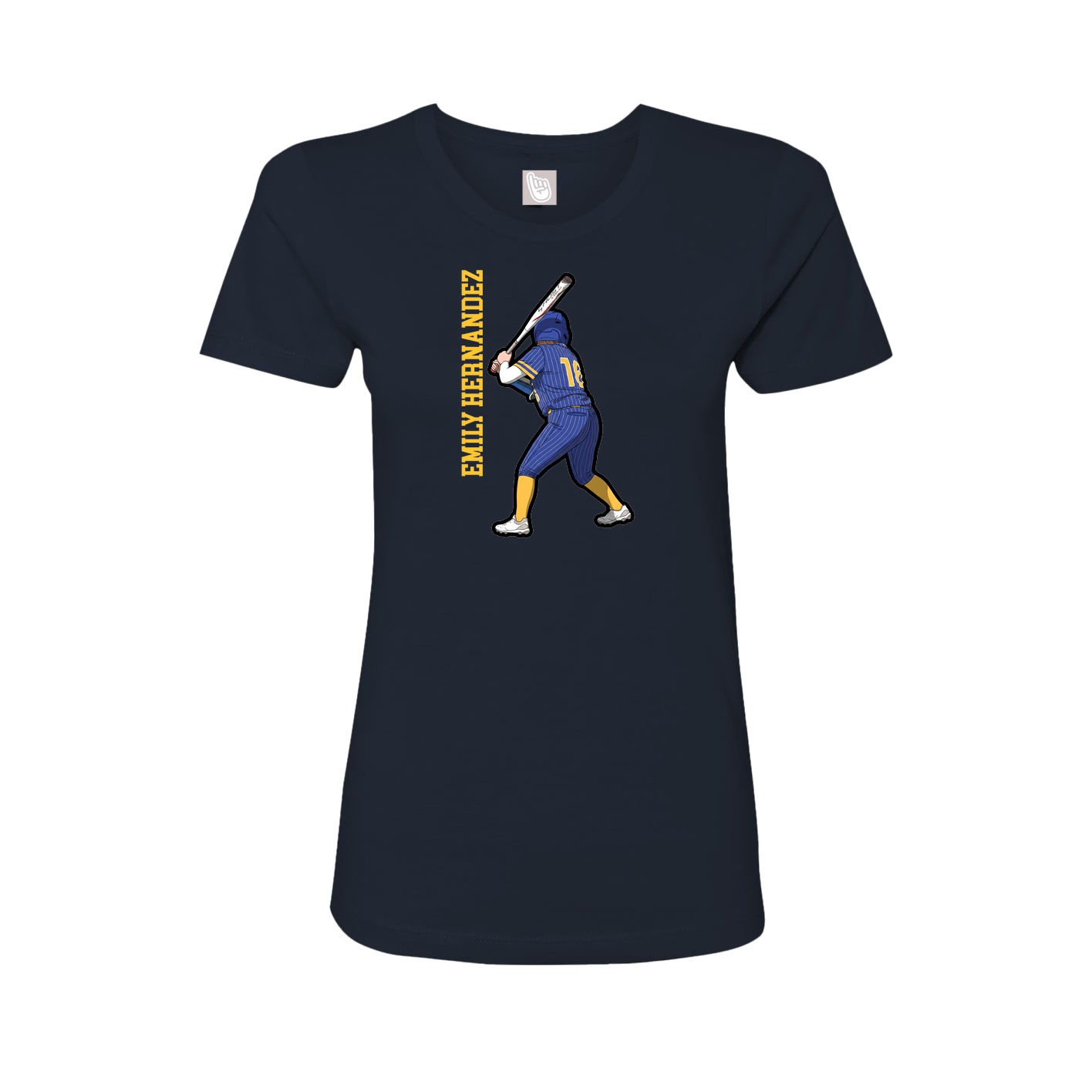 Fitted Women's Tee — Name Vertical in Navy