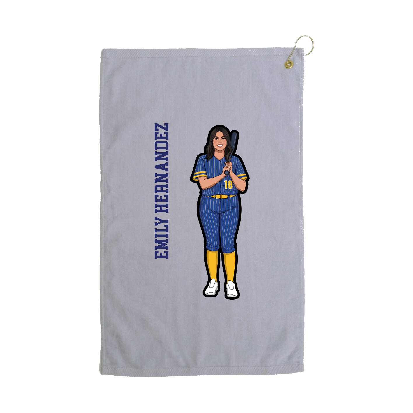 Golf Towel — Name Vertical in Grey