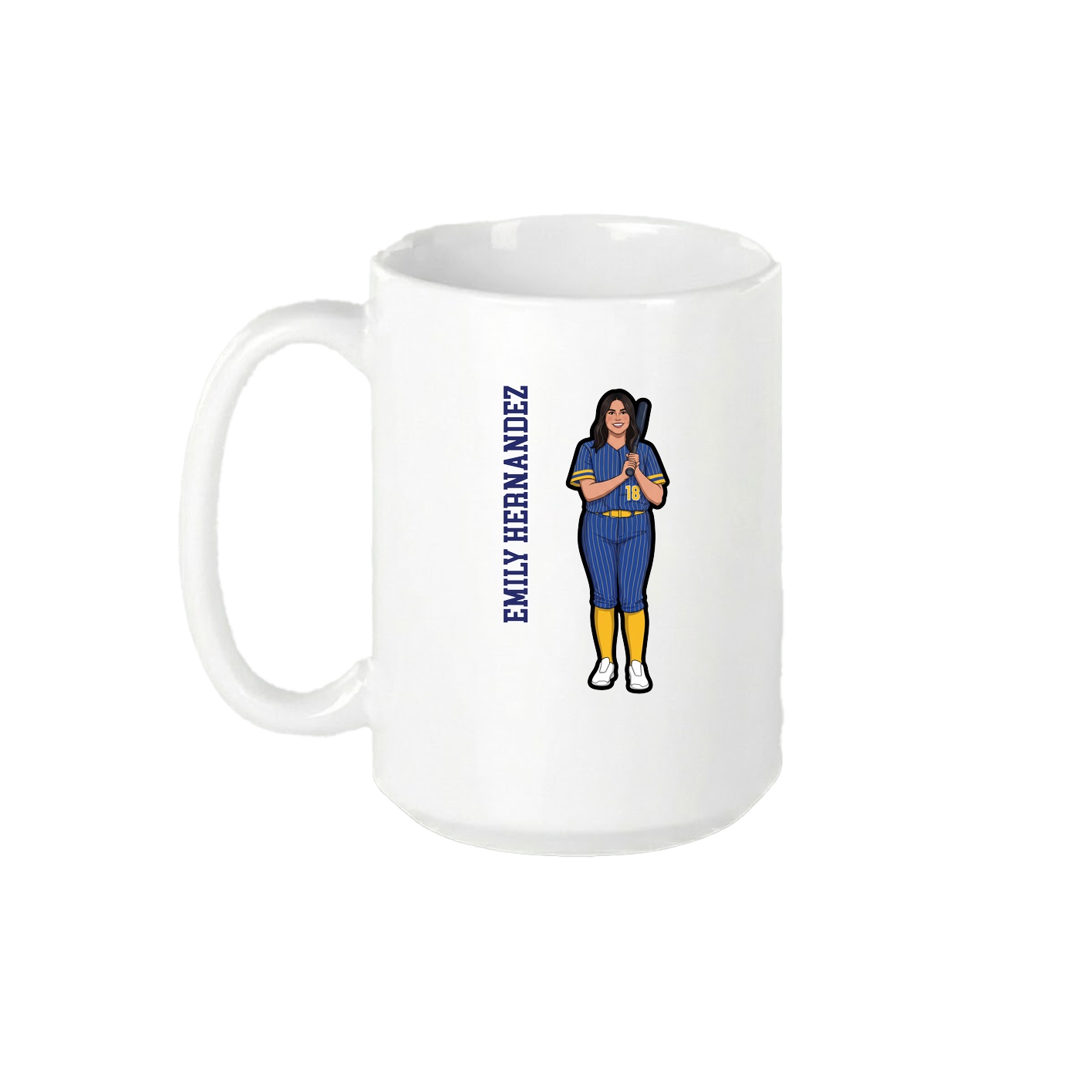 15oz Coffee Mug — Name Vertical in White