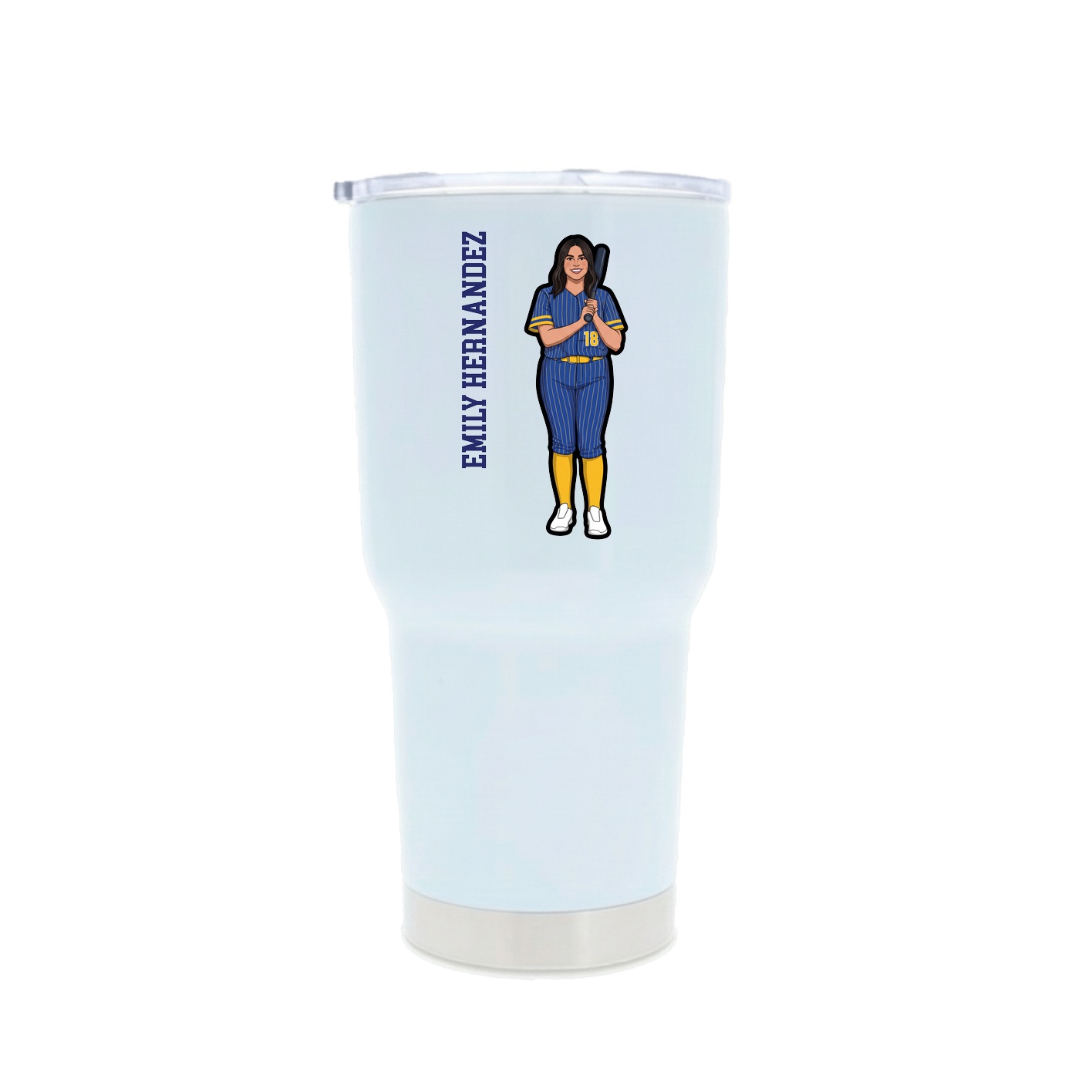 30oz Stainless Steel Tumbler — Name Vertical in White