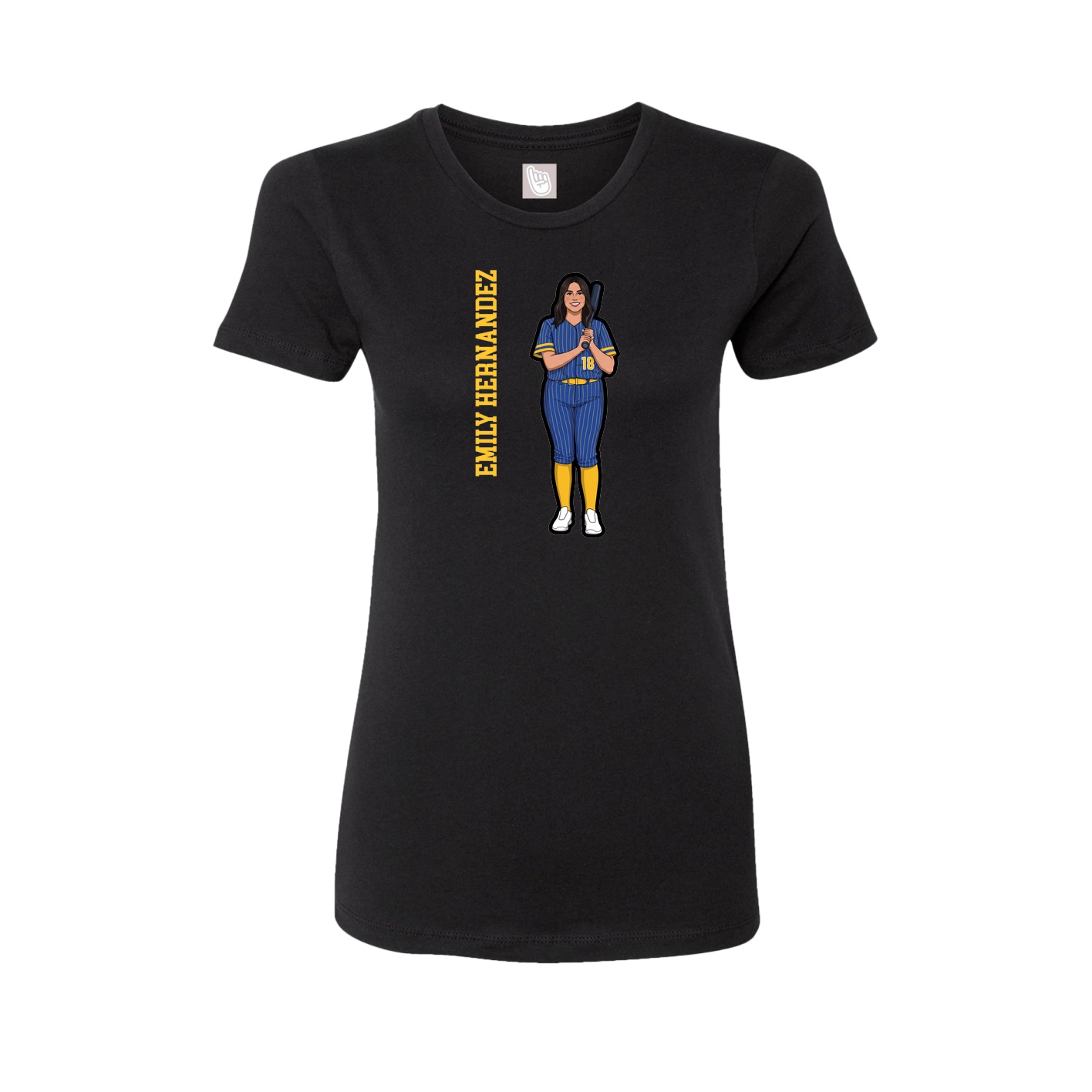 Womens Tee — Name Vertical in Black