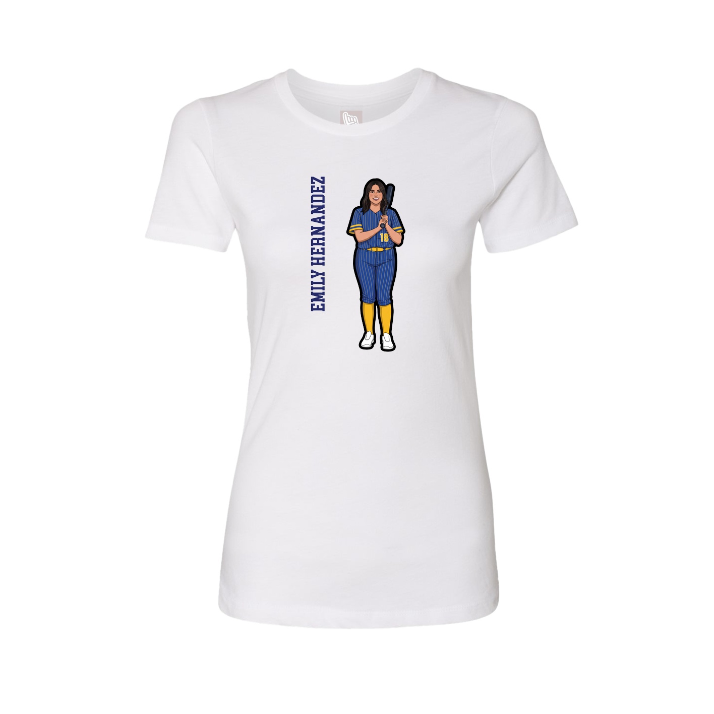 Womens Tee — Name Vertical in White
