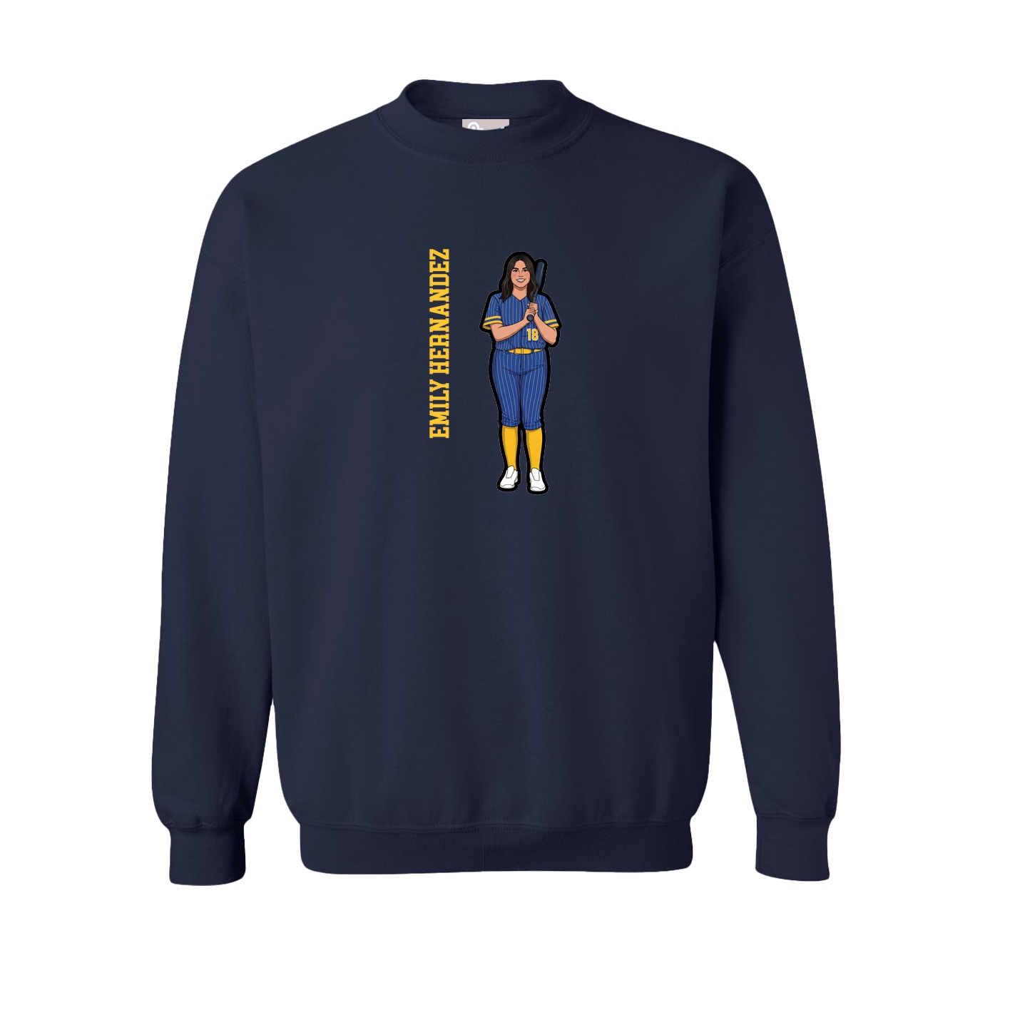 Fleece Crew — Name Vertical in Navy