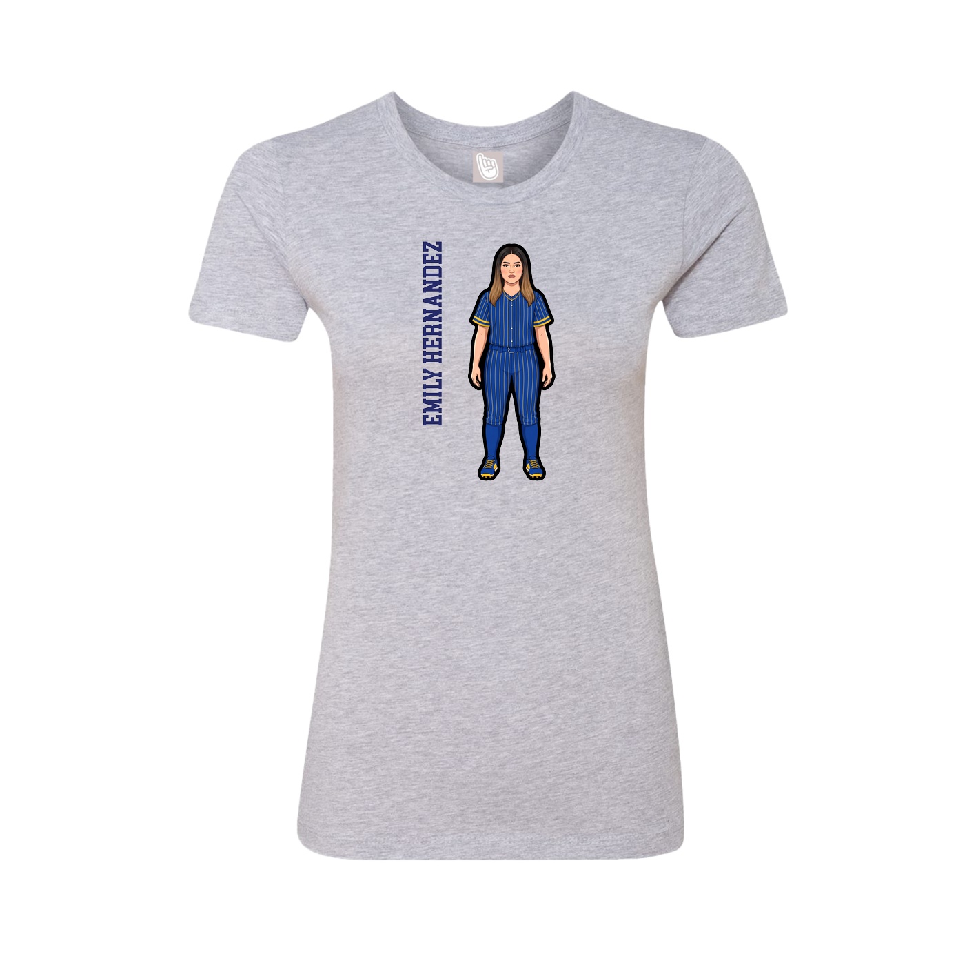 Womens Tee — Name Vertical in Grey