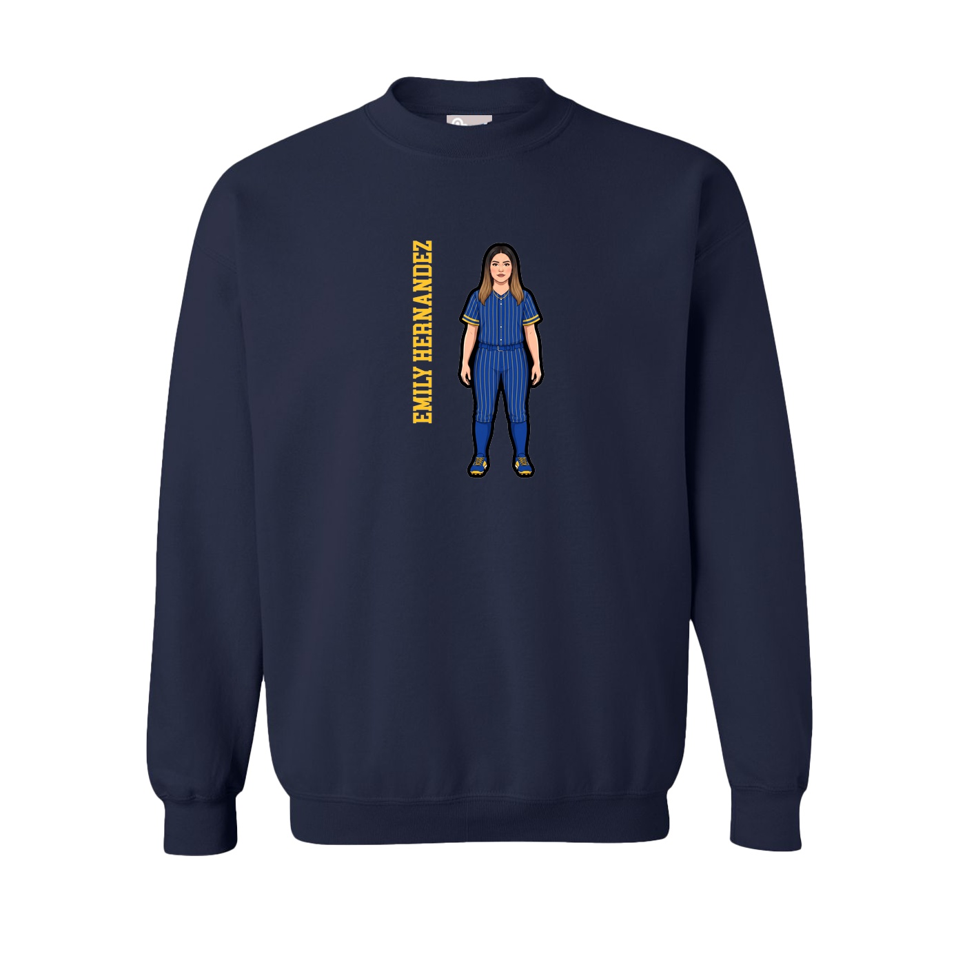 Fleece Crew — Name Vertical in Navy