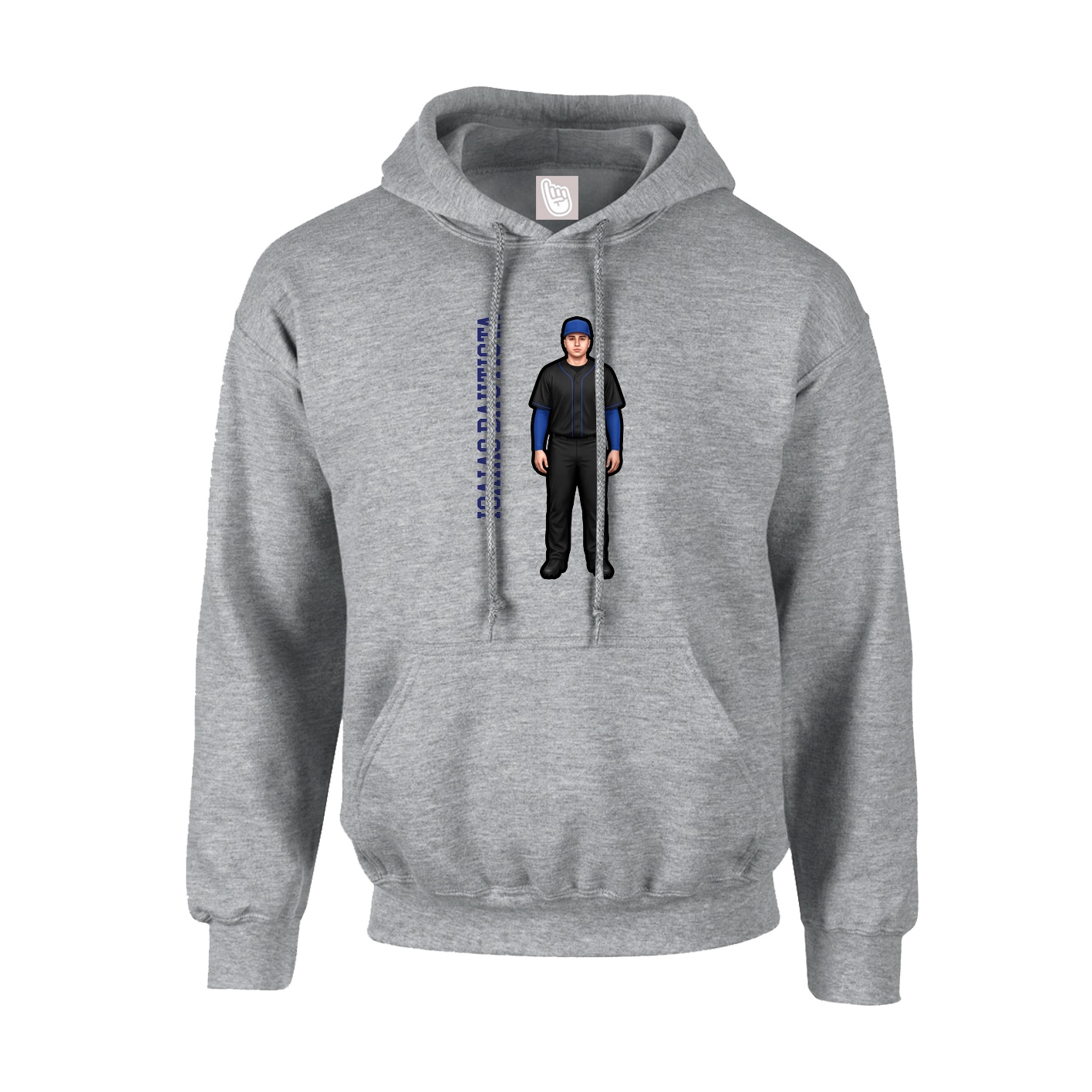 Youth Hoodie — Name Vertical in Grey