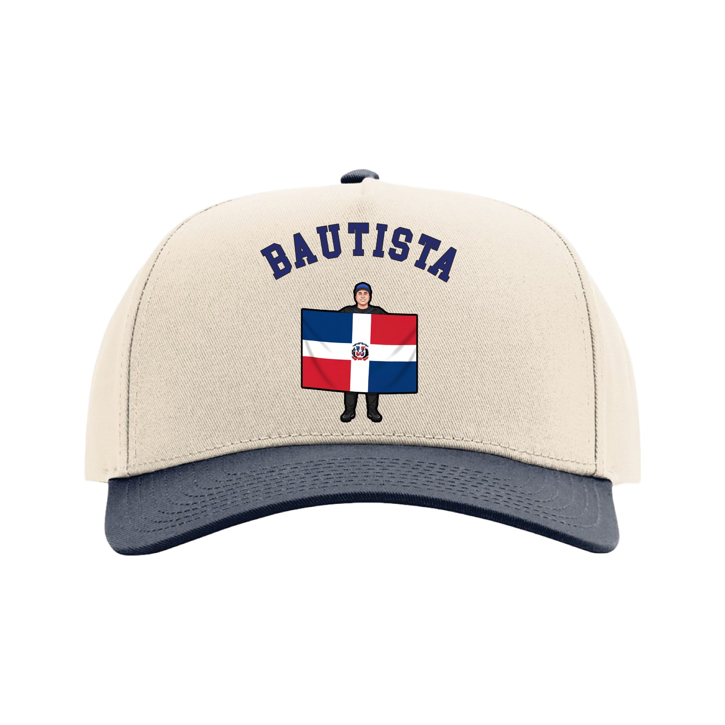 Full Fabric Five-Panel Champ Cap — Shirsey Arch in Cream/Navy
