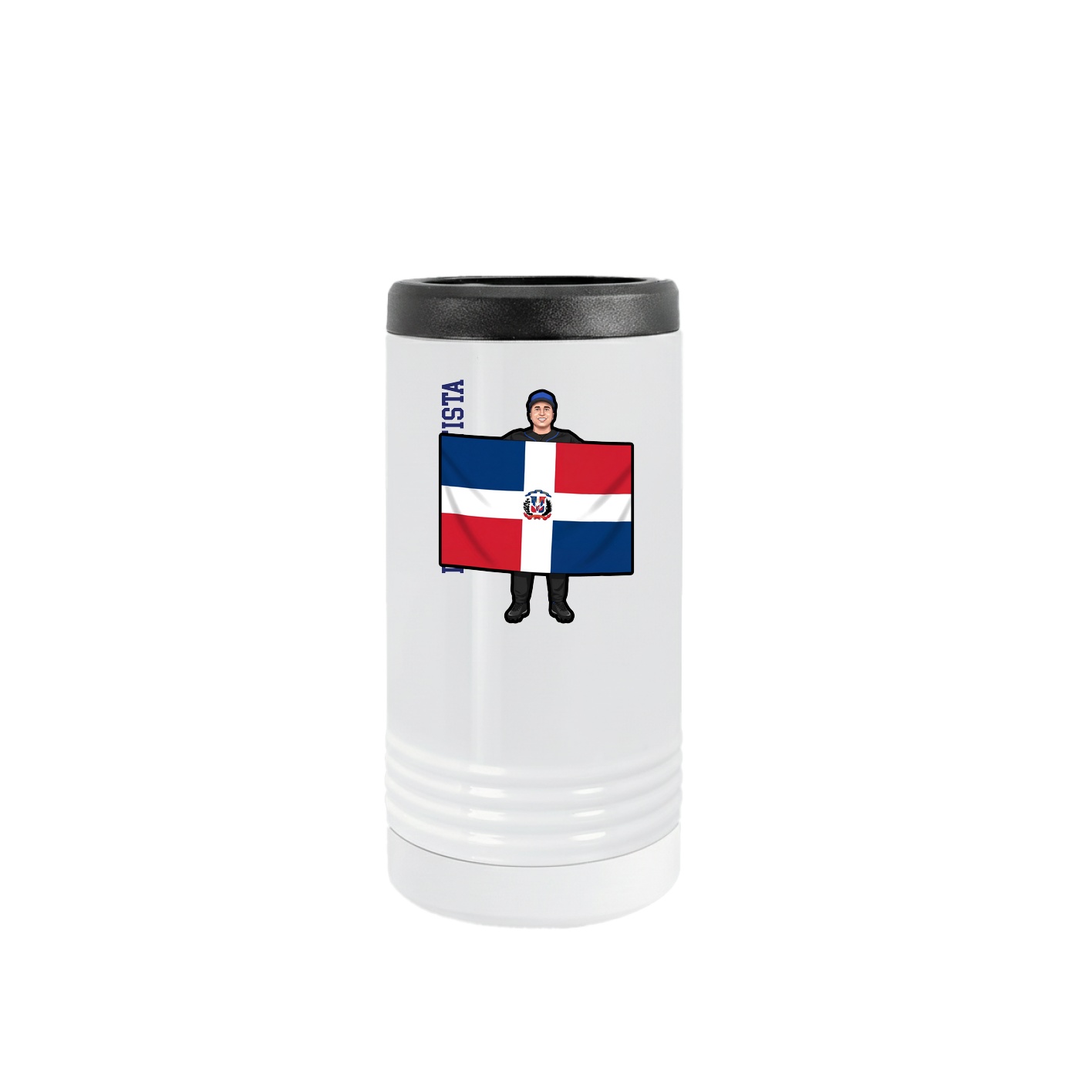 Slim Beverage Holder — Name Vertical in White