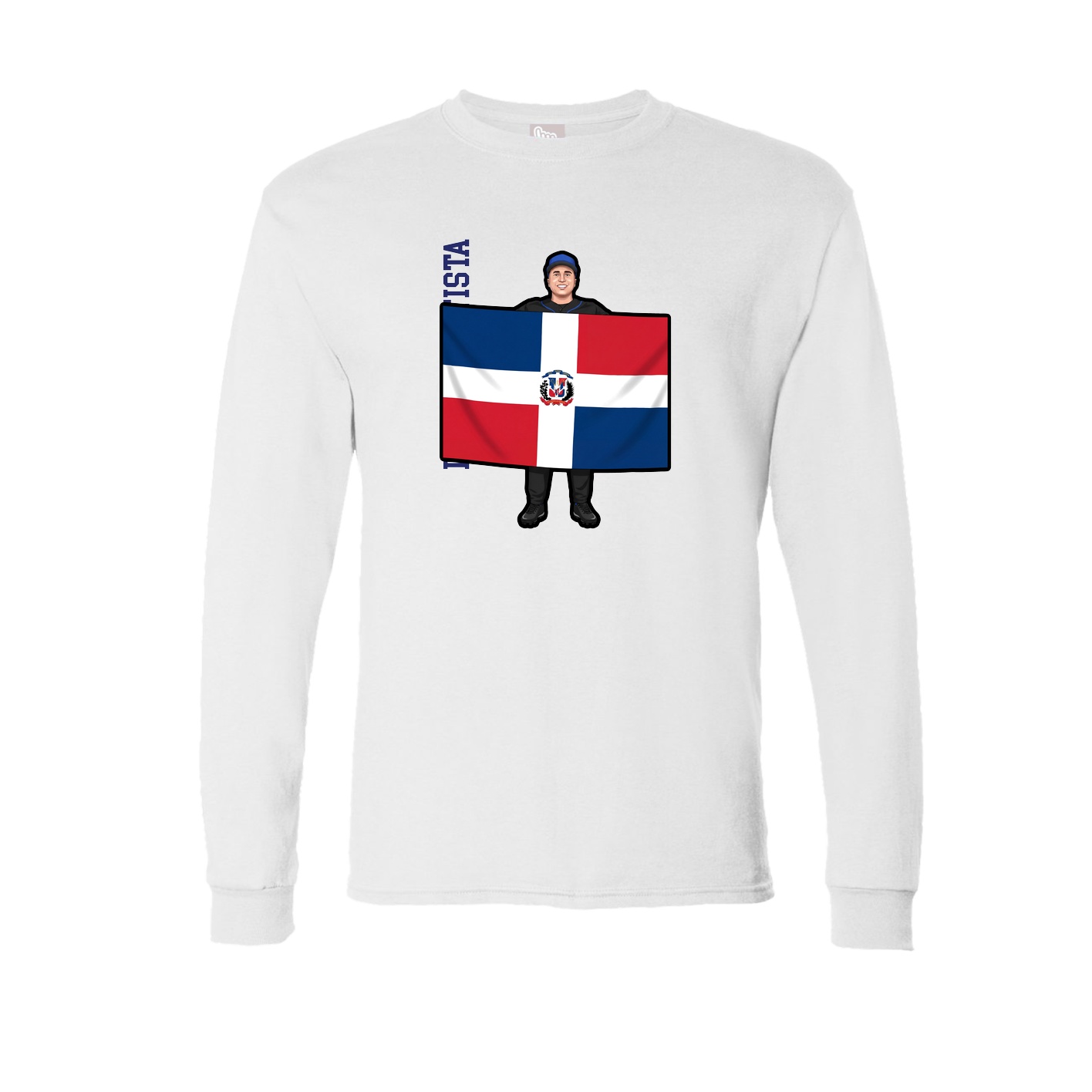 Long Sleeve Tee — Name Vertical in White