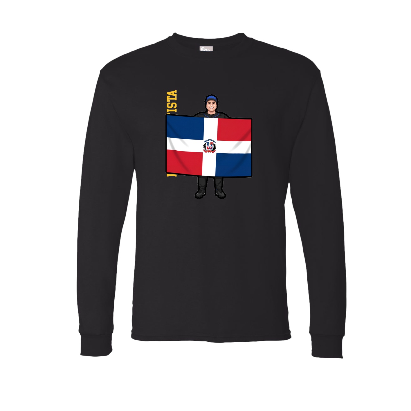 Long Sleeve Tee — Name Vertical in Black