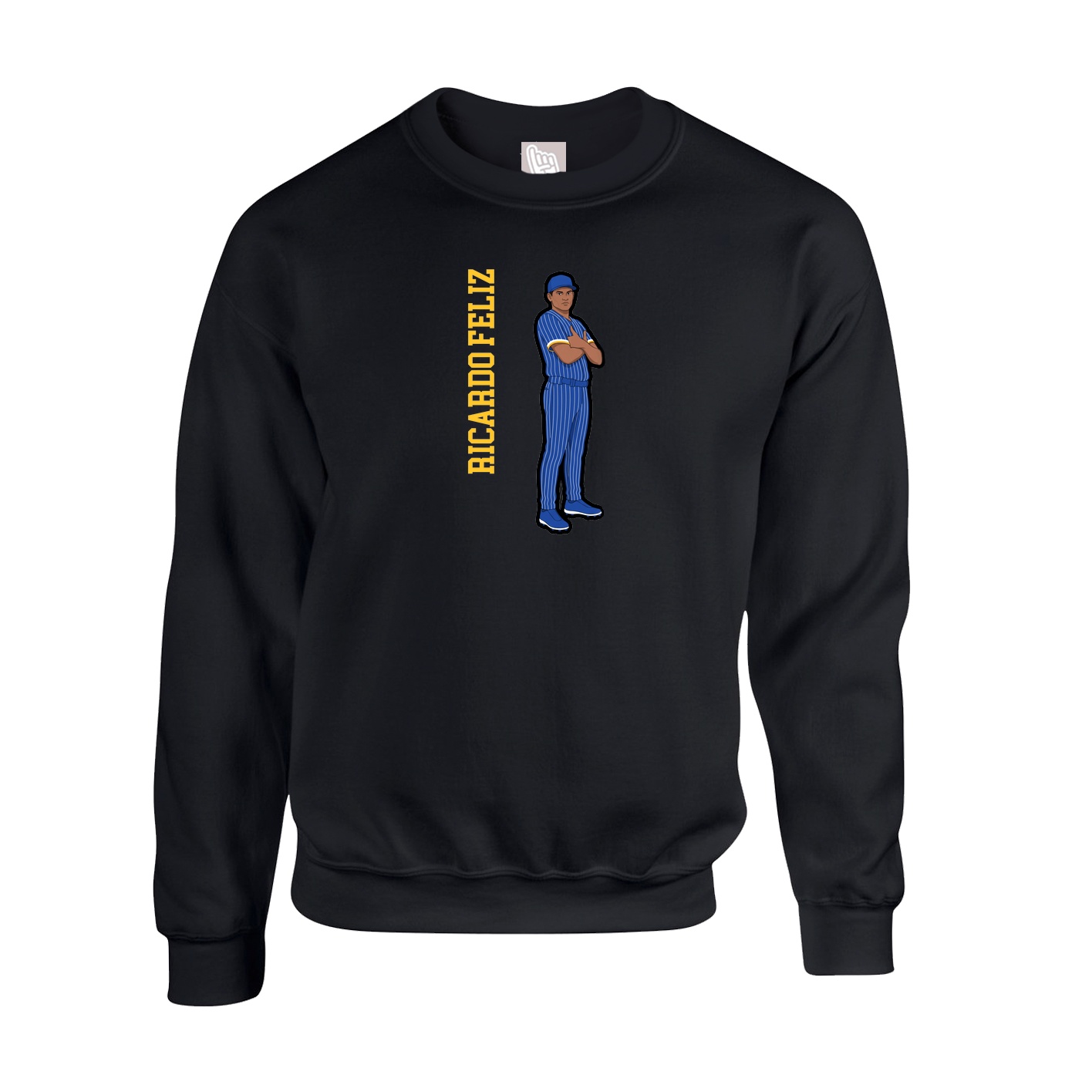 Fleece Crew — Name Vertical in Black