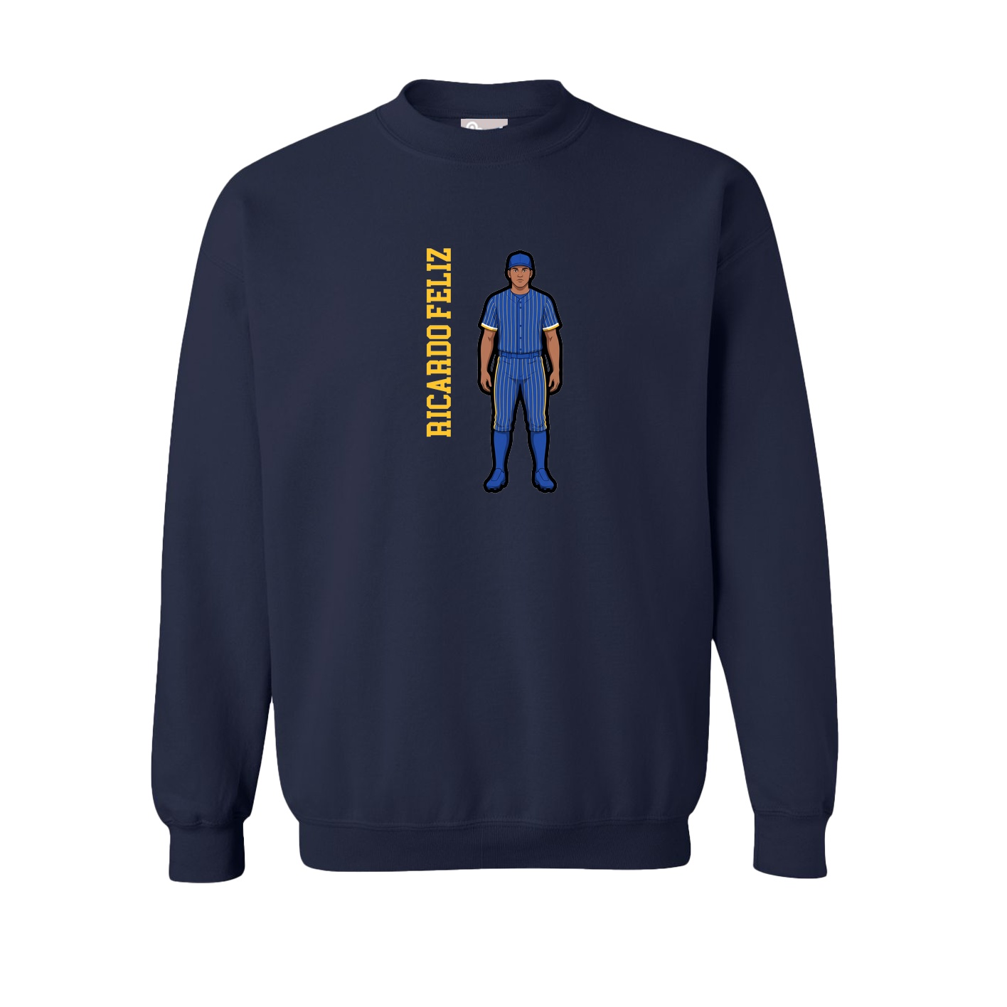 Fleece Crew — Name Vertical in Navy