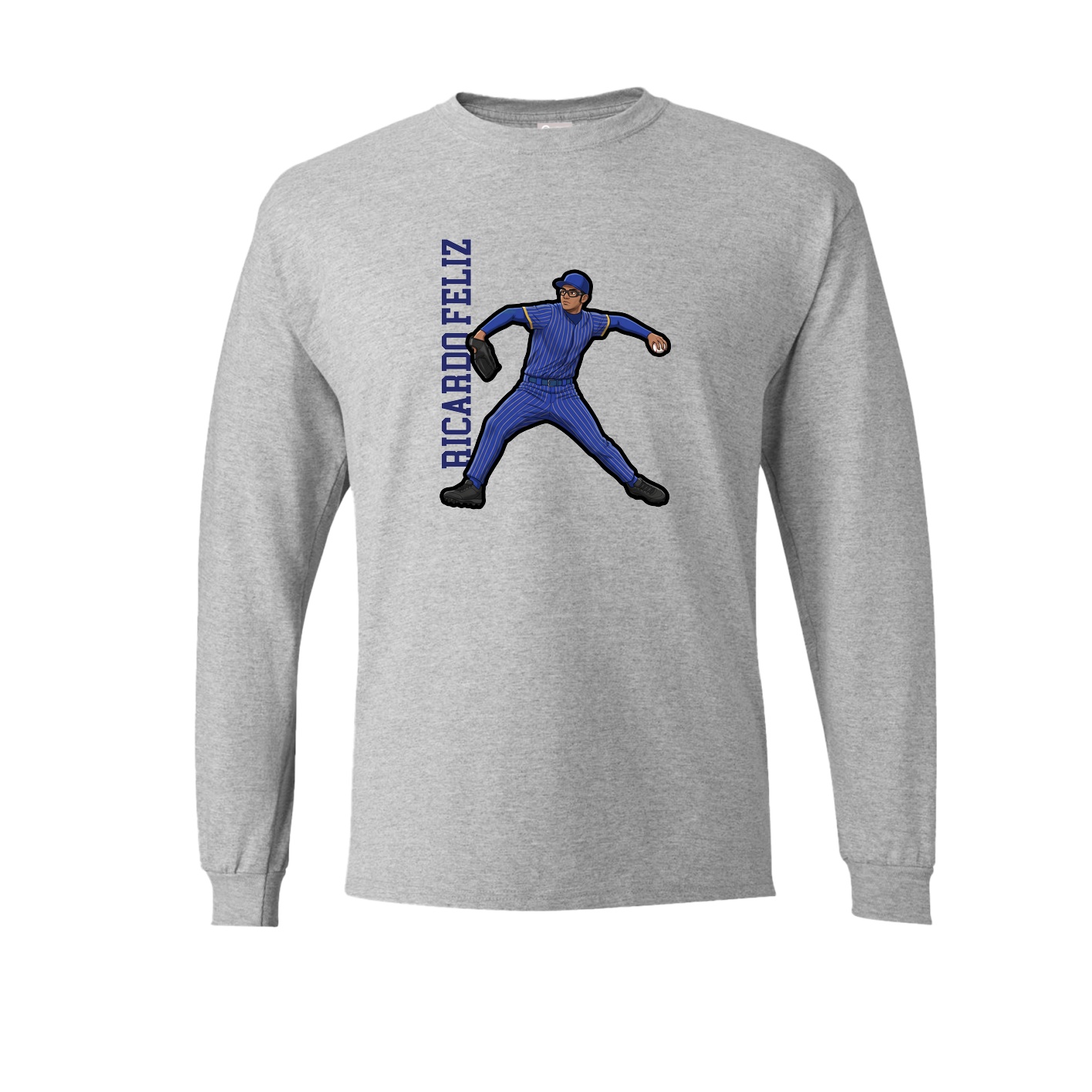 Long Sleeve Tee — Name Vertical in Grey