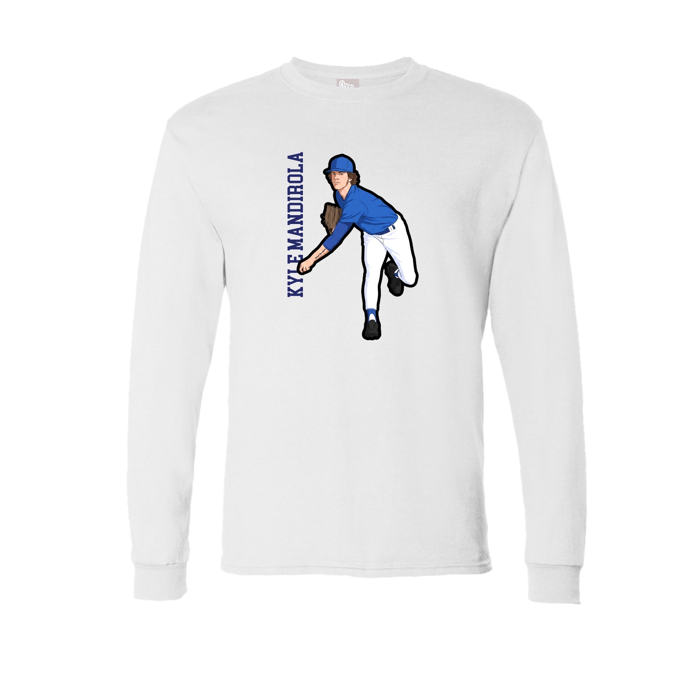 Long Sleeve Tee — Name Vertical in White