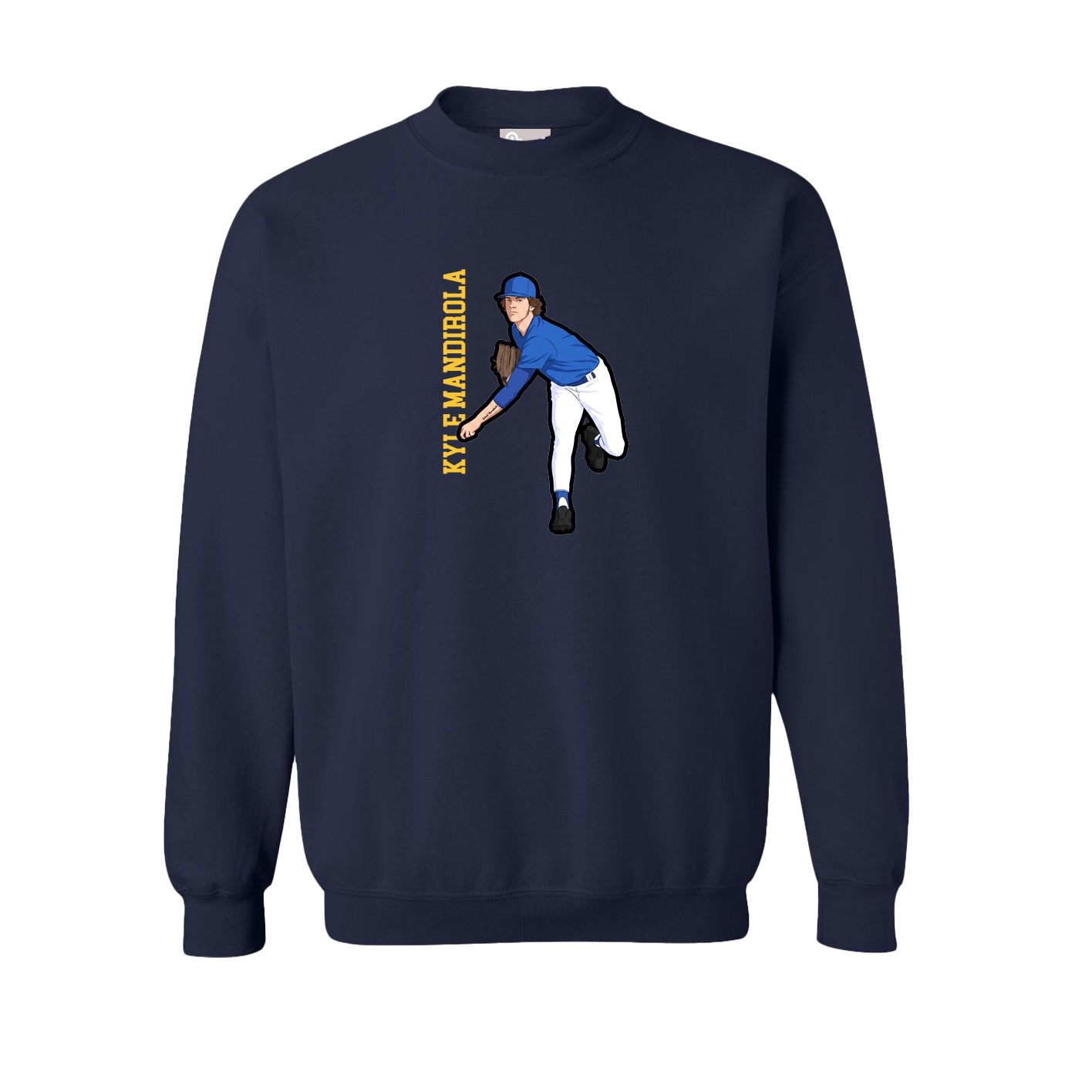 Fleece Crew — Name Vertical in Navy