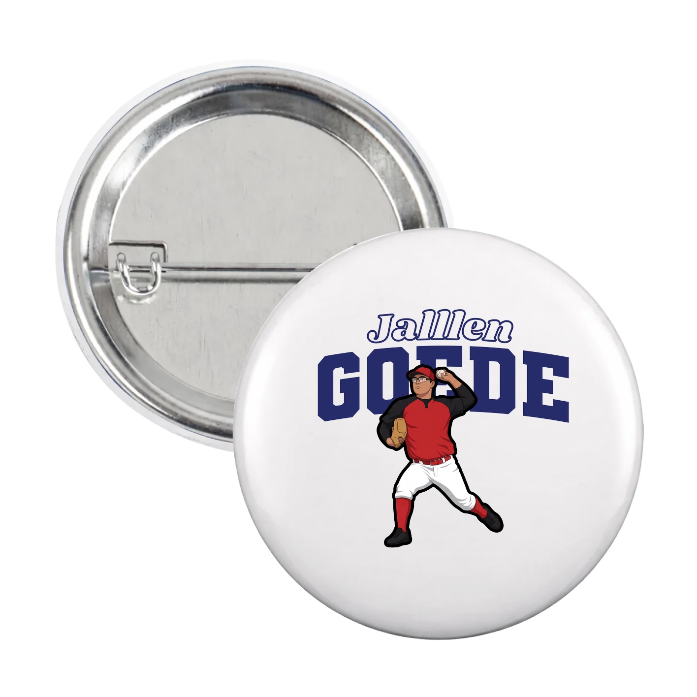 Game Day Button — Name Arch in White