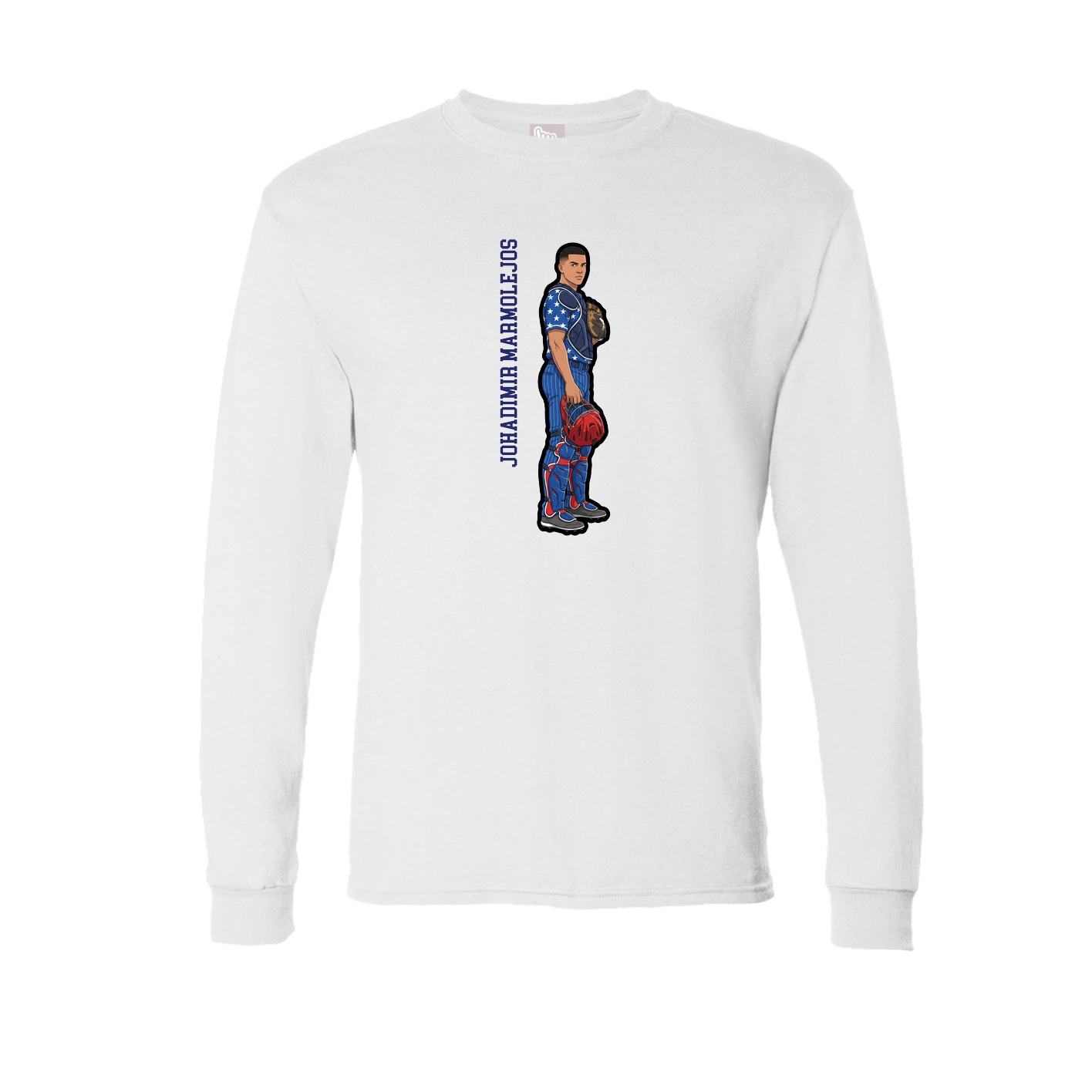 Long Sleeve Tee — Name Vertical in White