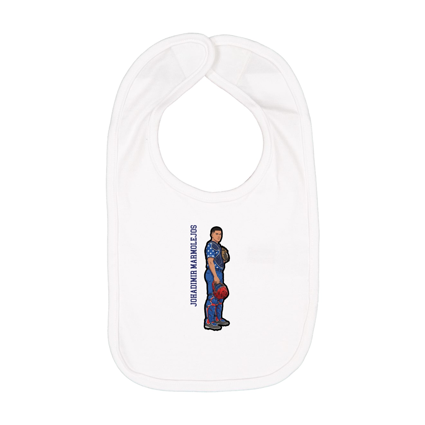 Infant Bib — Name Vertical in White