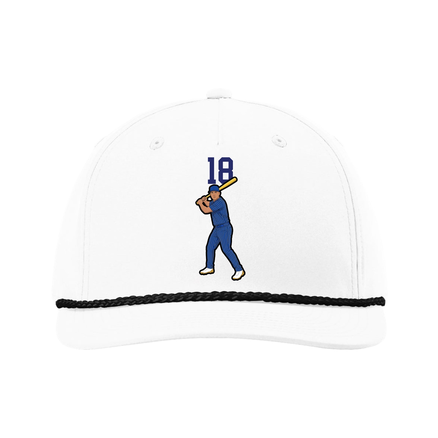 Five-Panel Classic Rope Cap — Number Top in White