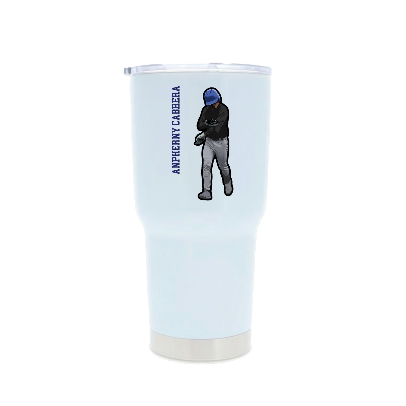 30oz Stainless Steel Tumbler — Name Vertical in White