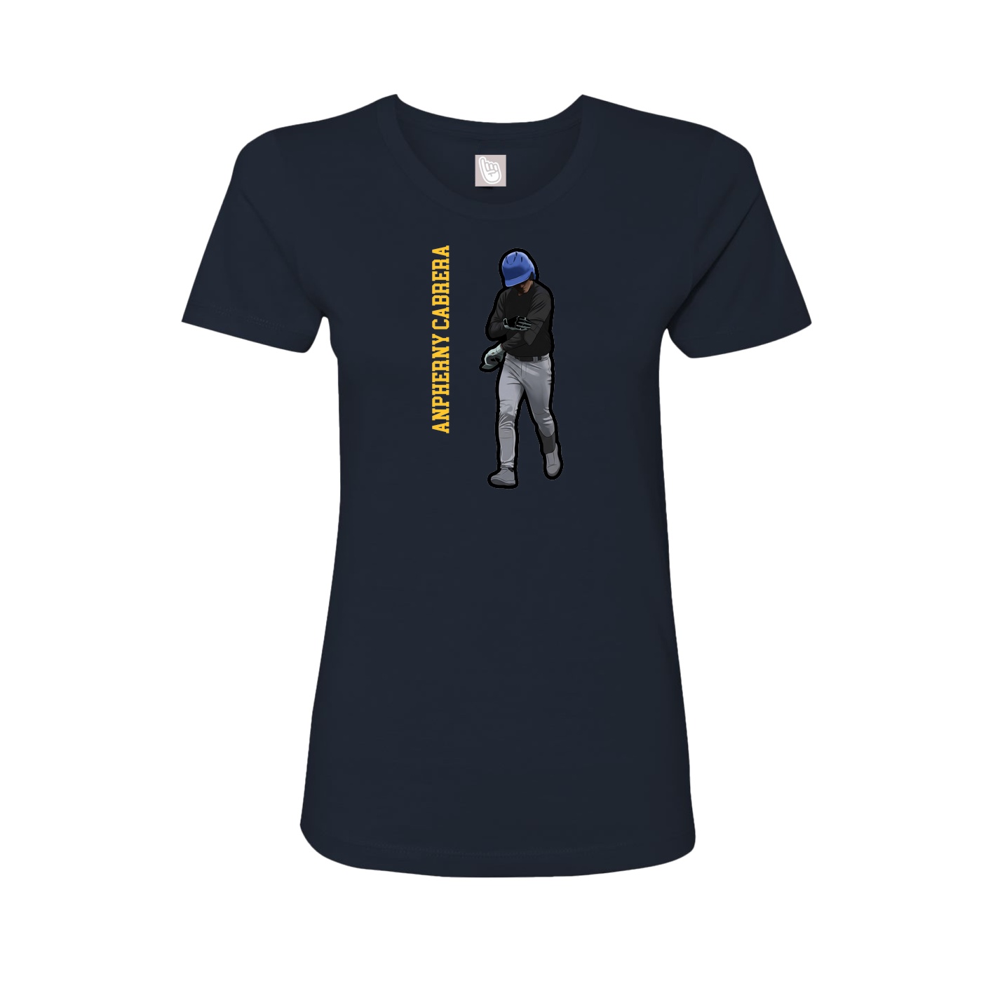 Fitted Women's Tee — Name Vertical in Navy