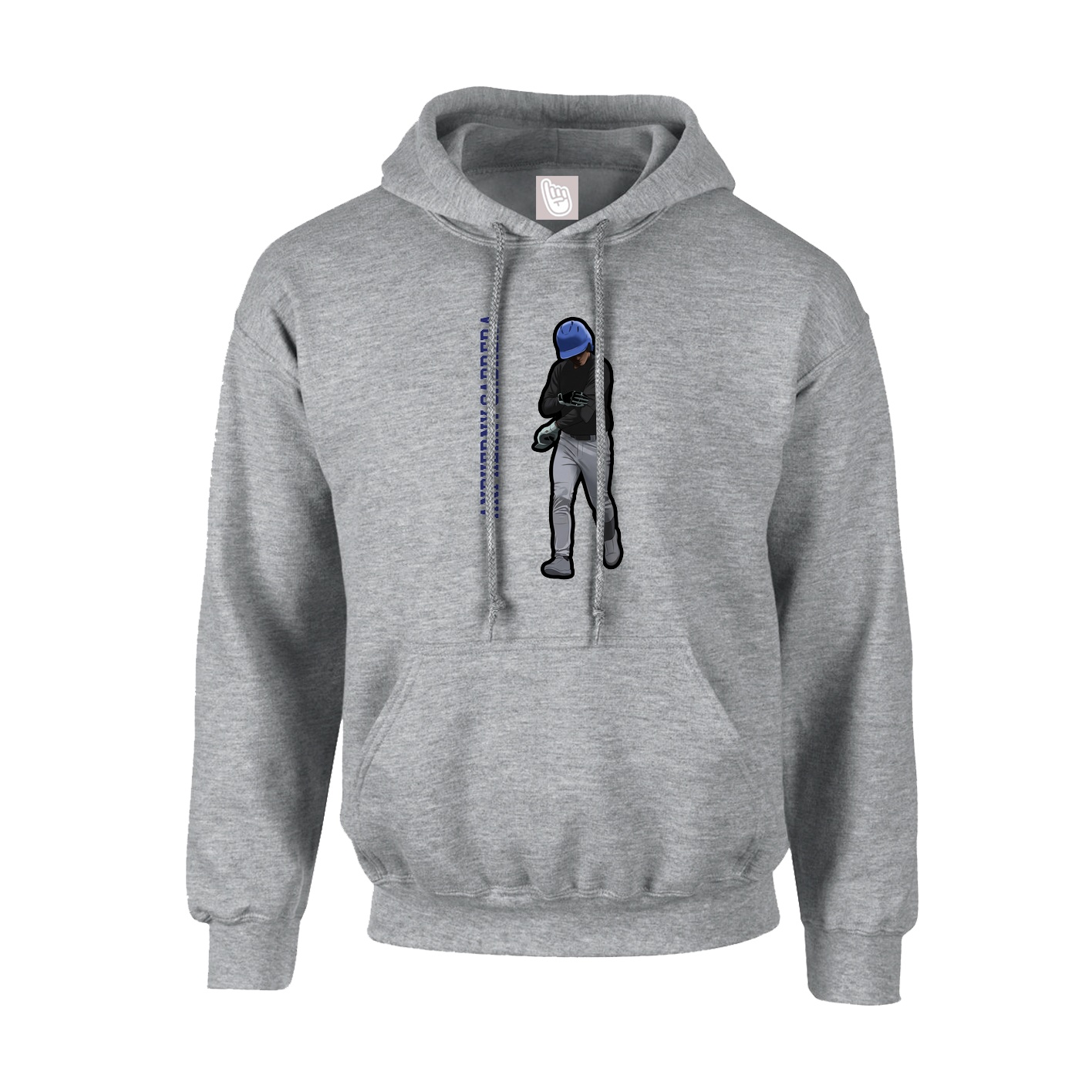 Youth Hoodie — Name Vertical in Grey
