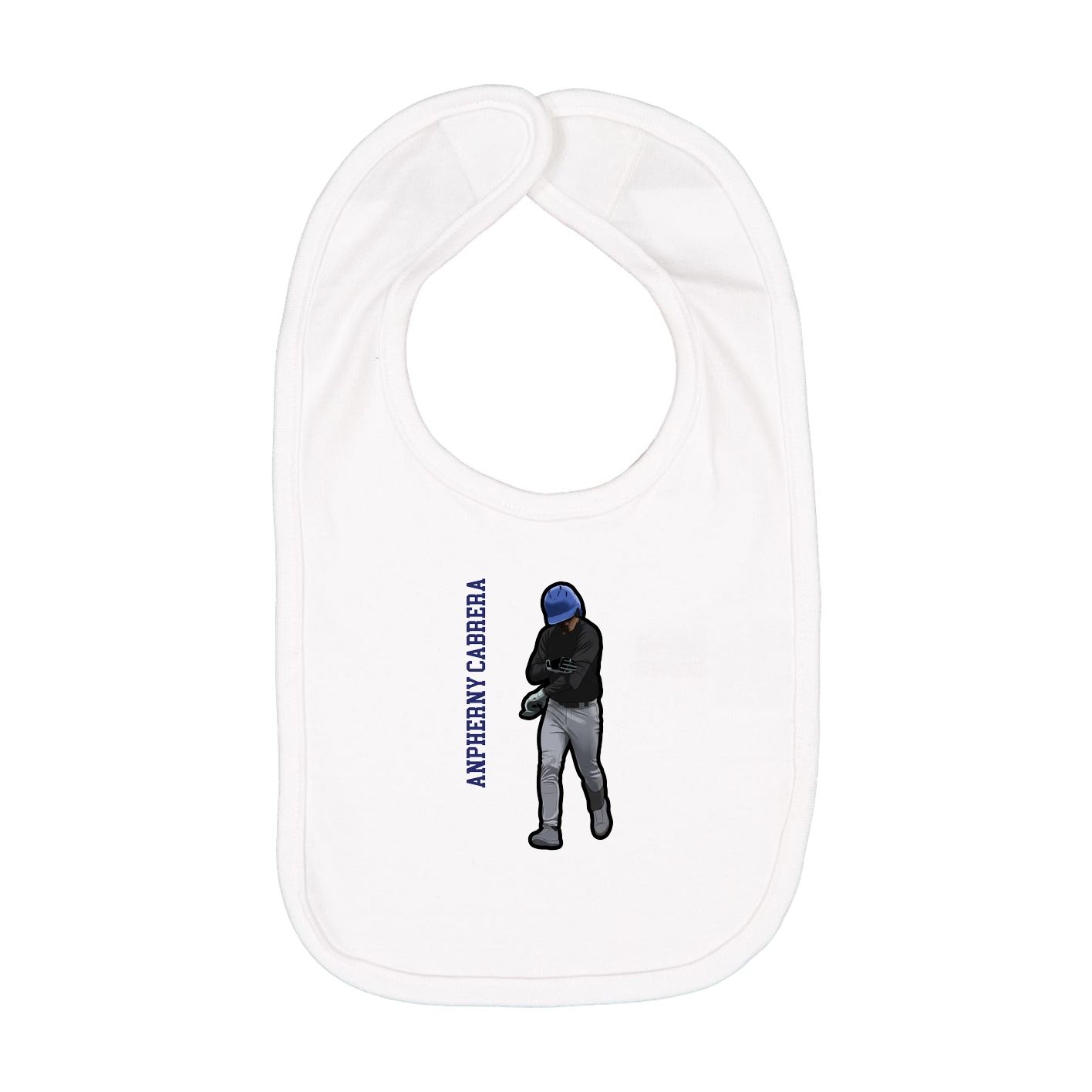 Infant Bib — Name Vertical in White
