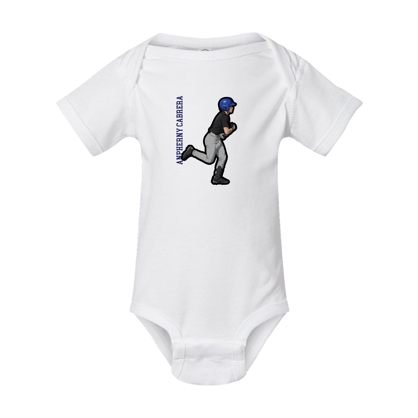 Baby Onesie — Name Vertical in White