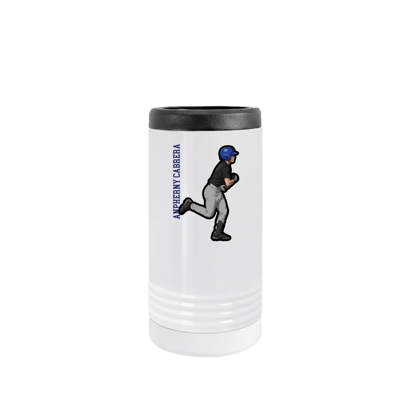 Slim Beverage Holder — Name Vertical in White