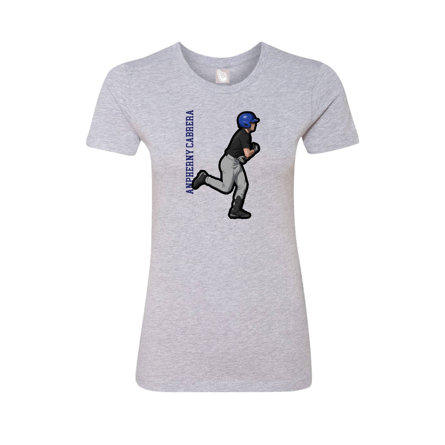 Fitted Women's Tee — Name Vertical in Grey