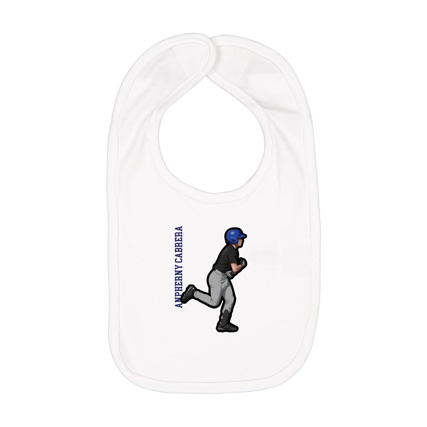 Infant Bib — Name Vertical in White