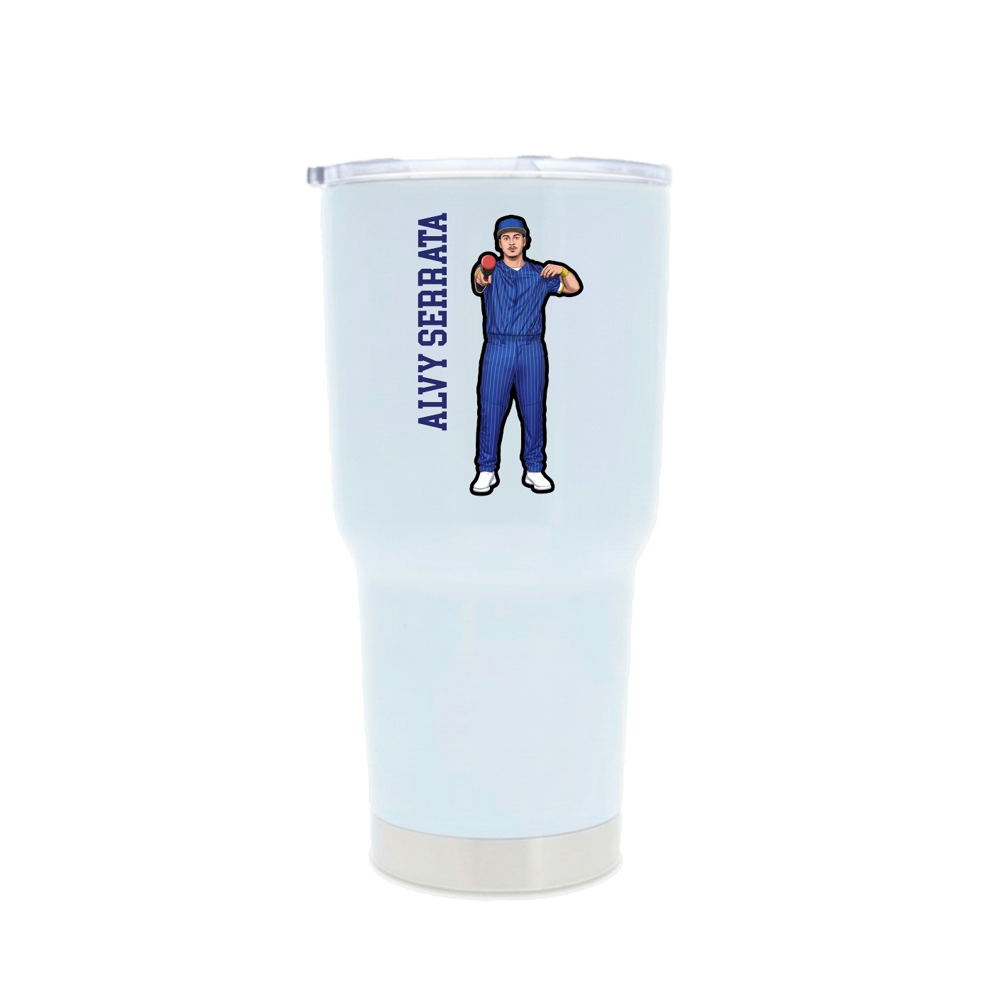 30oz Stainless Steel Tumbler — Name Vertical in White