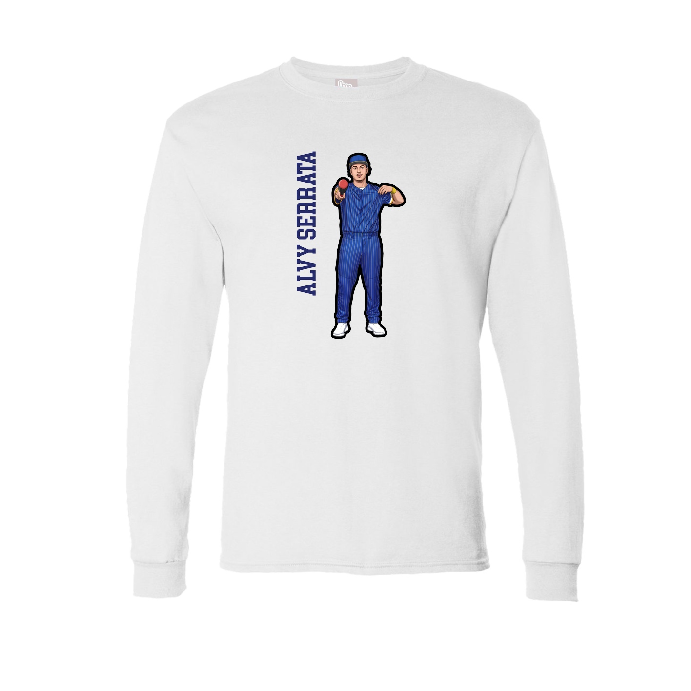 Long Sleeve Tee — Name Vertical in White