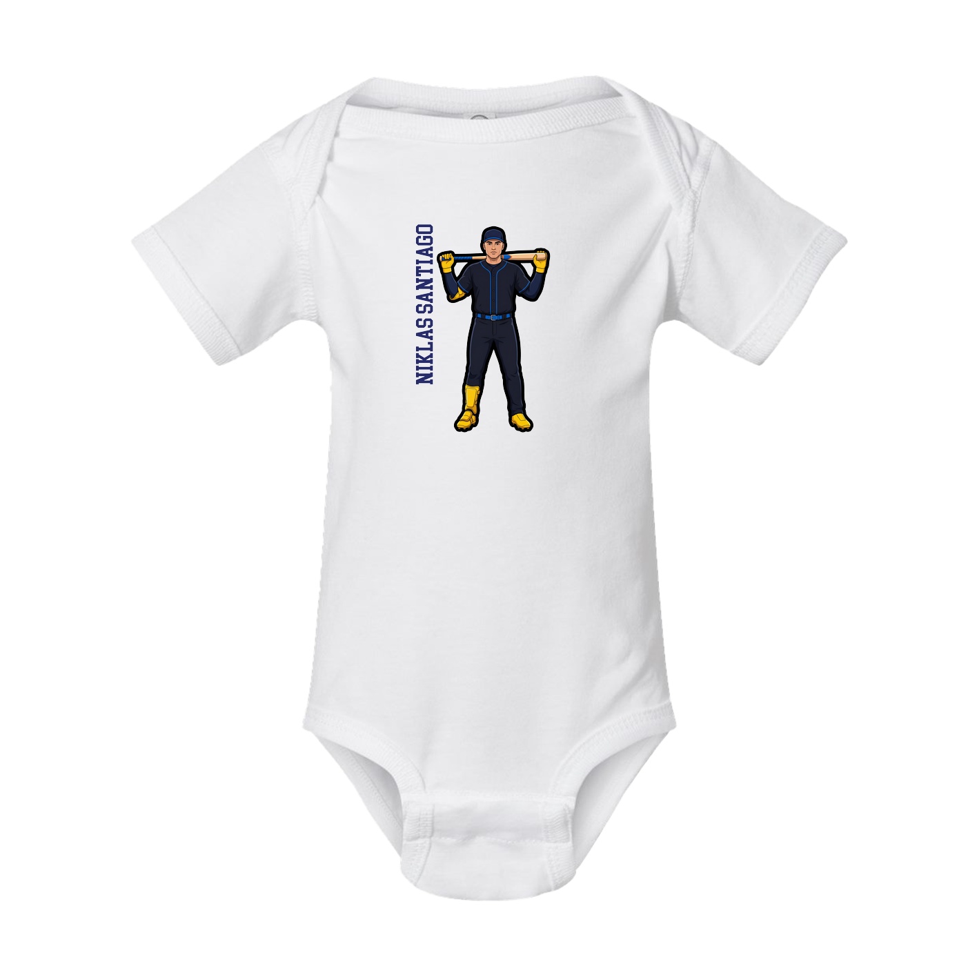 Baby Onesie — Name Vertical in White