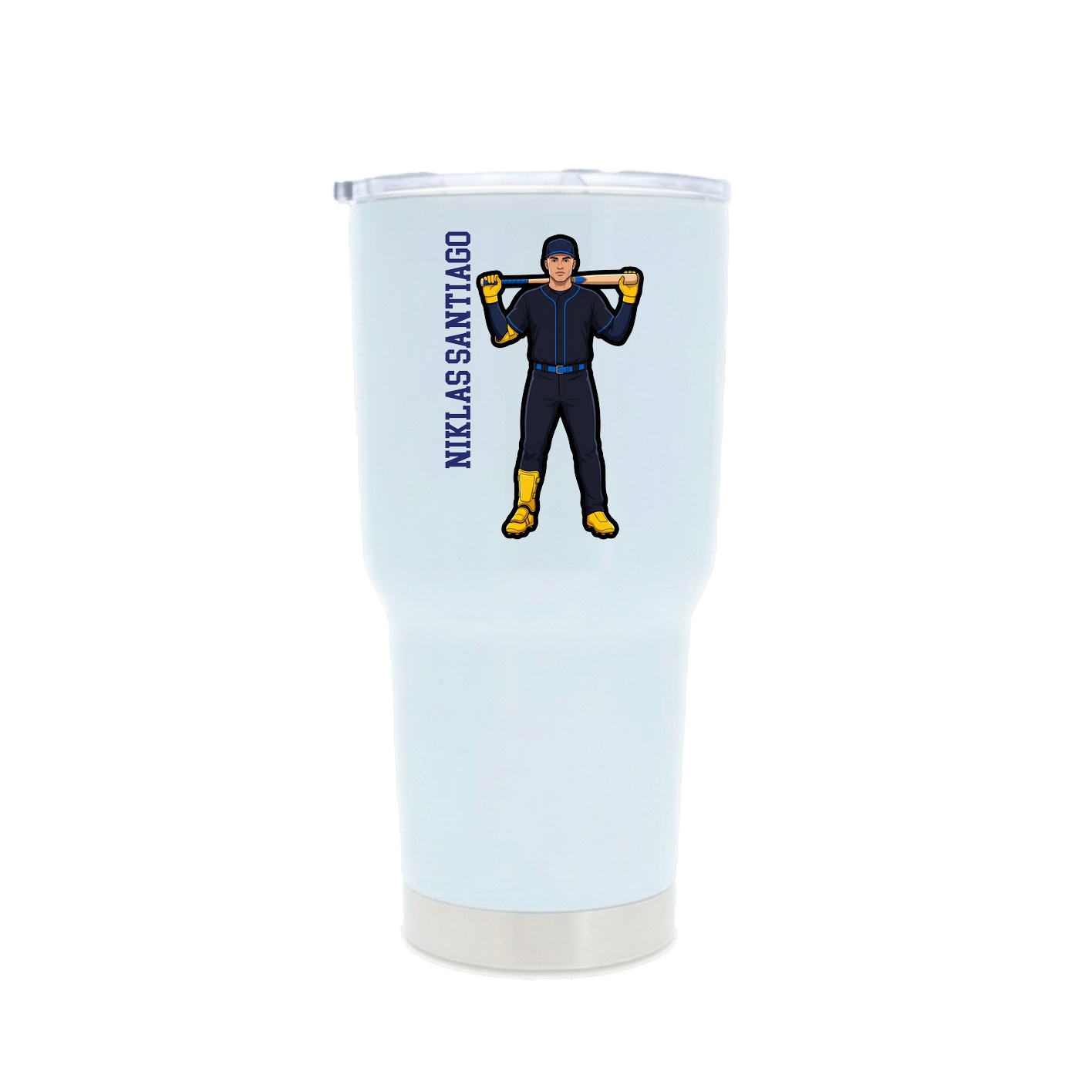30oz Stainless Steel Tumbler — Name Vertical in White