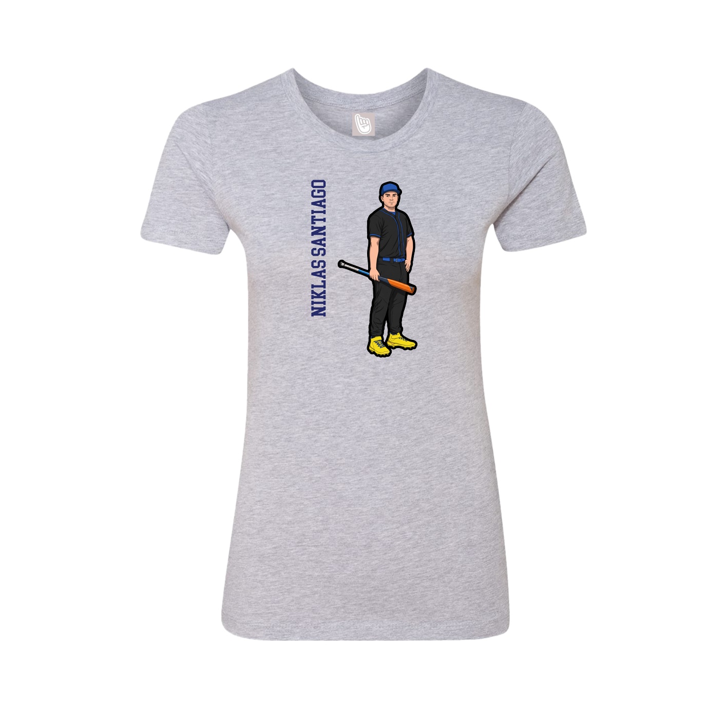 Fitted Women's Tee — Name Vertical in Grey
