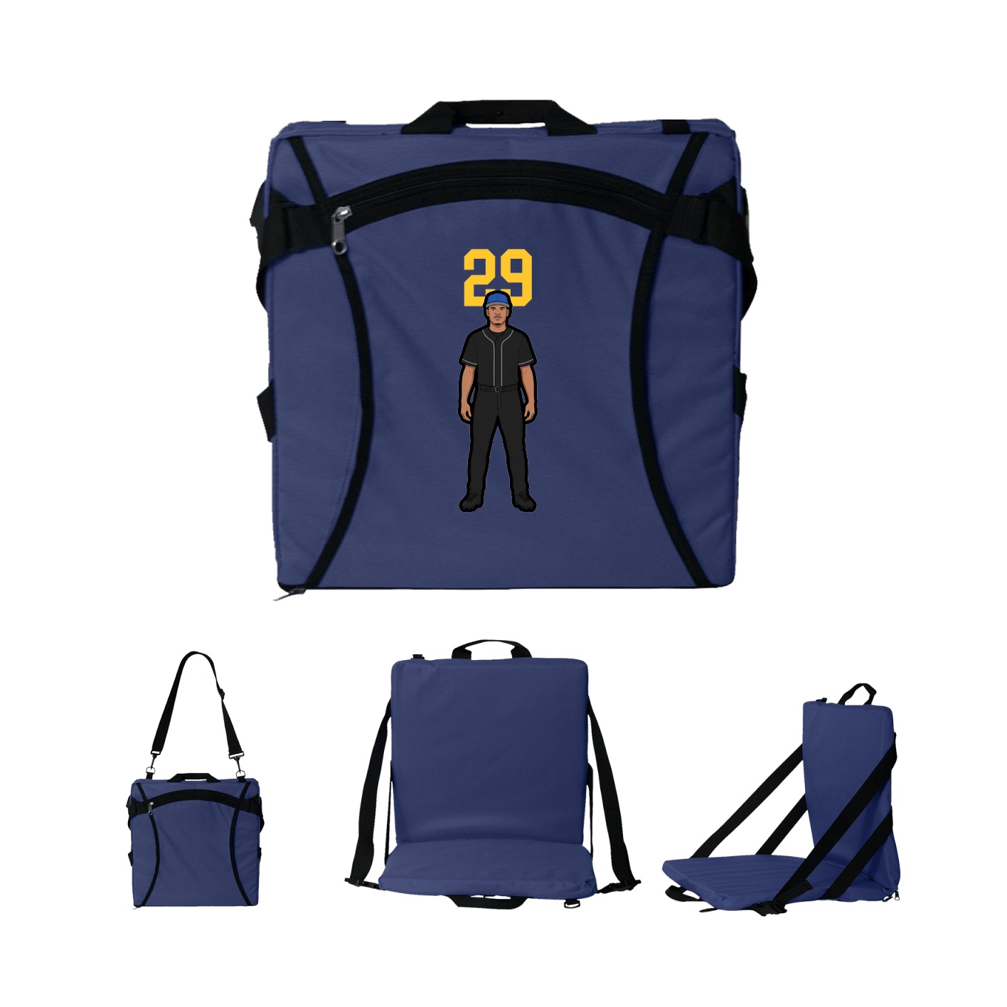 Folding Stadium Seat — Number Top in Navy