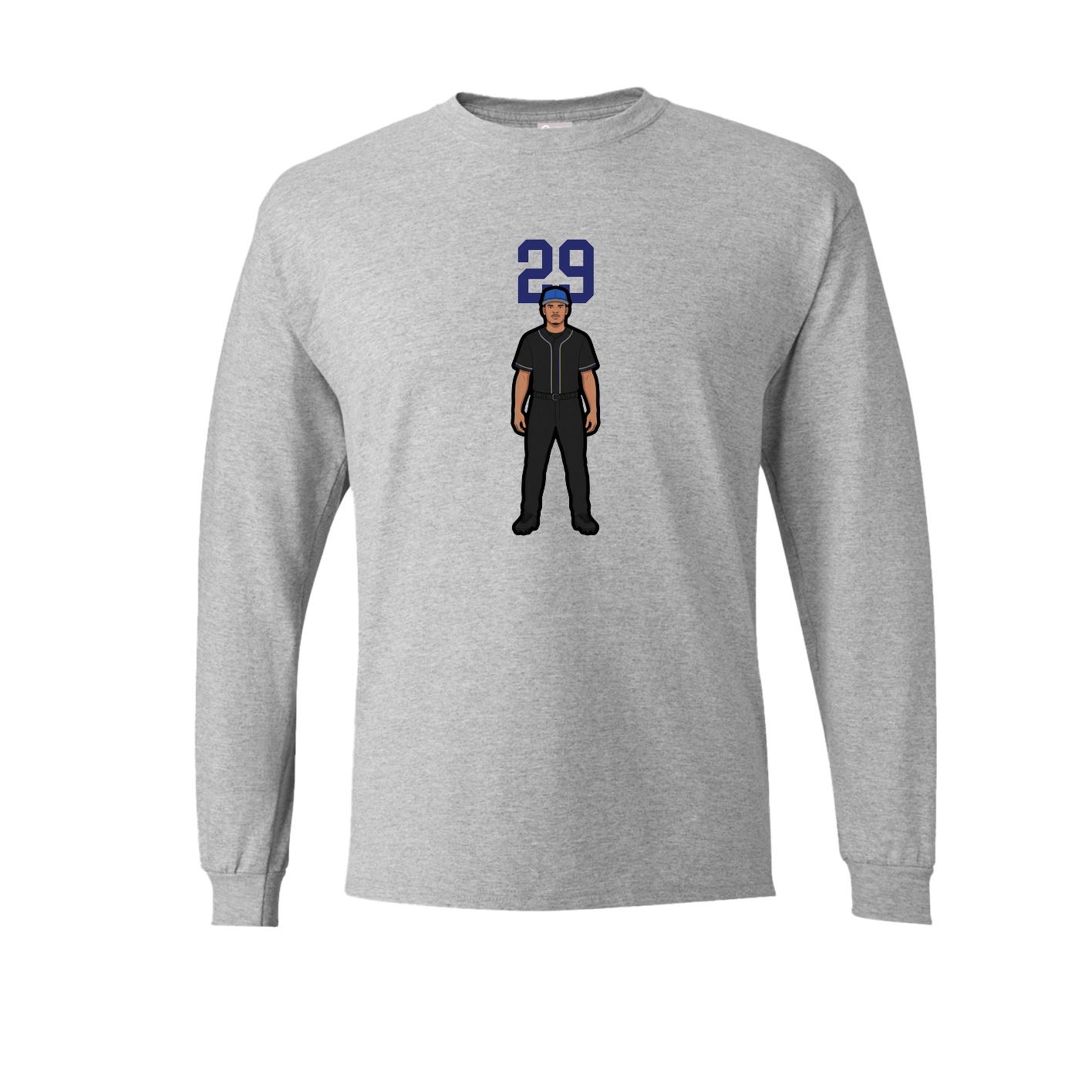 Long Sleeve Tee — Number Top in Grey