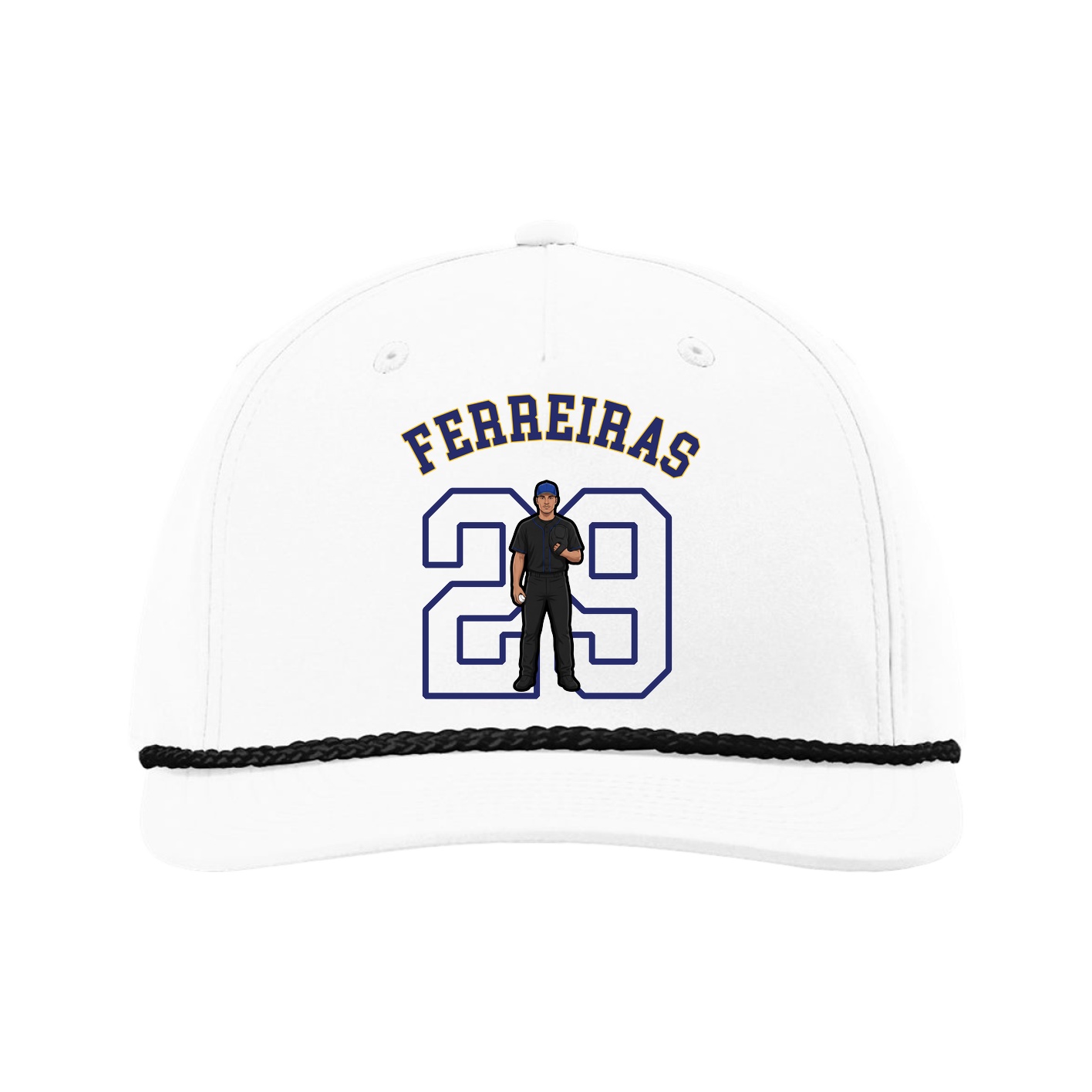 Five-Panel Classic Rope Cap — Shirsey Arch in White