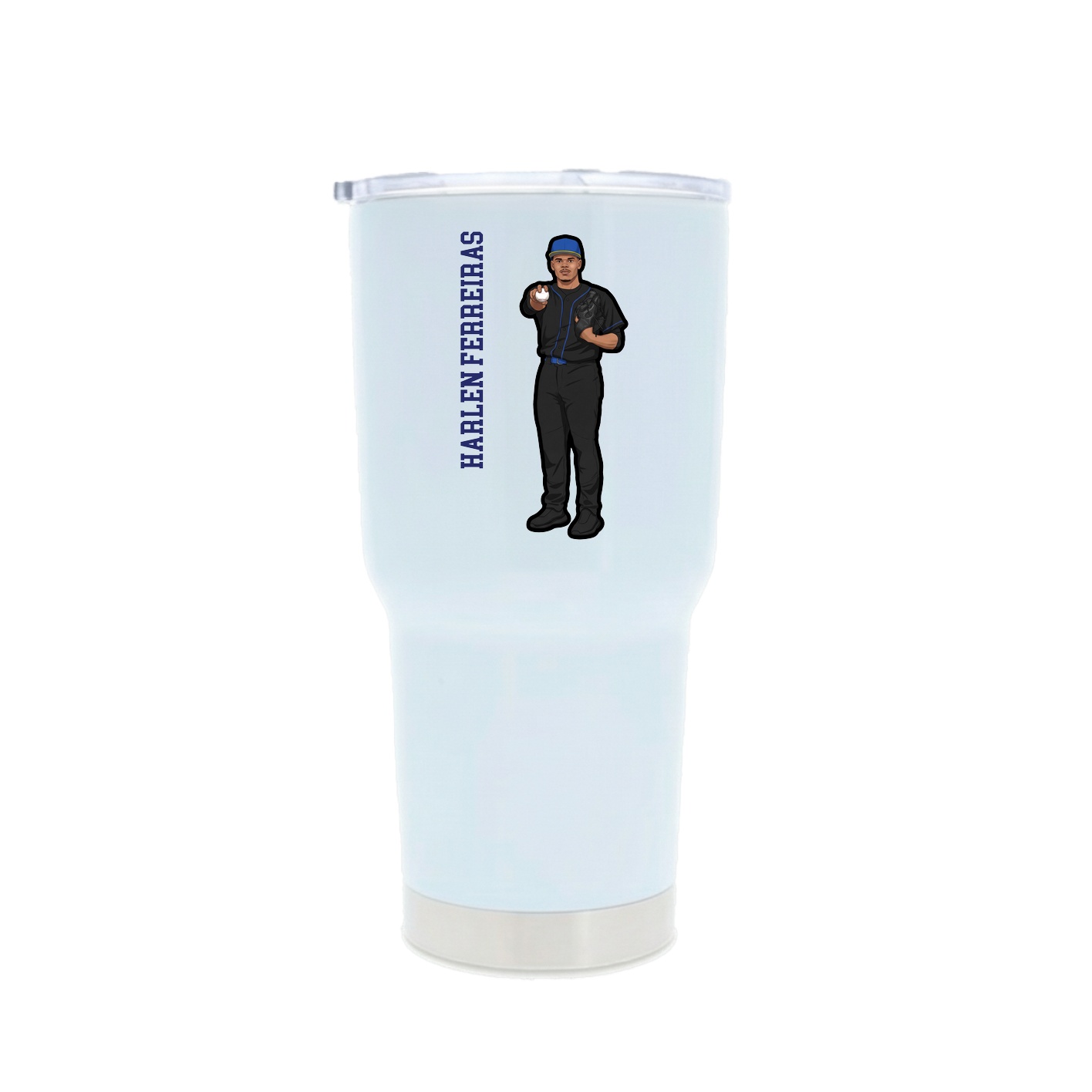 30oz Stainless Steel Tumbler — Name Vertical in White