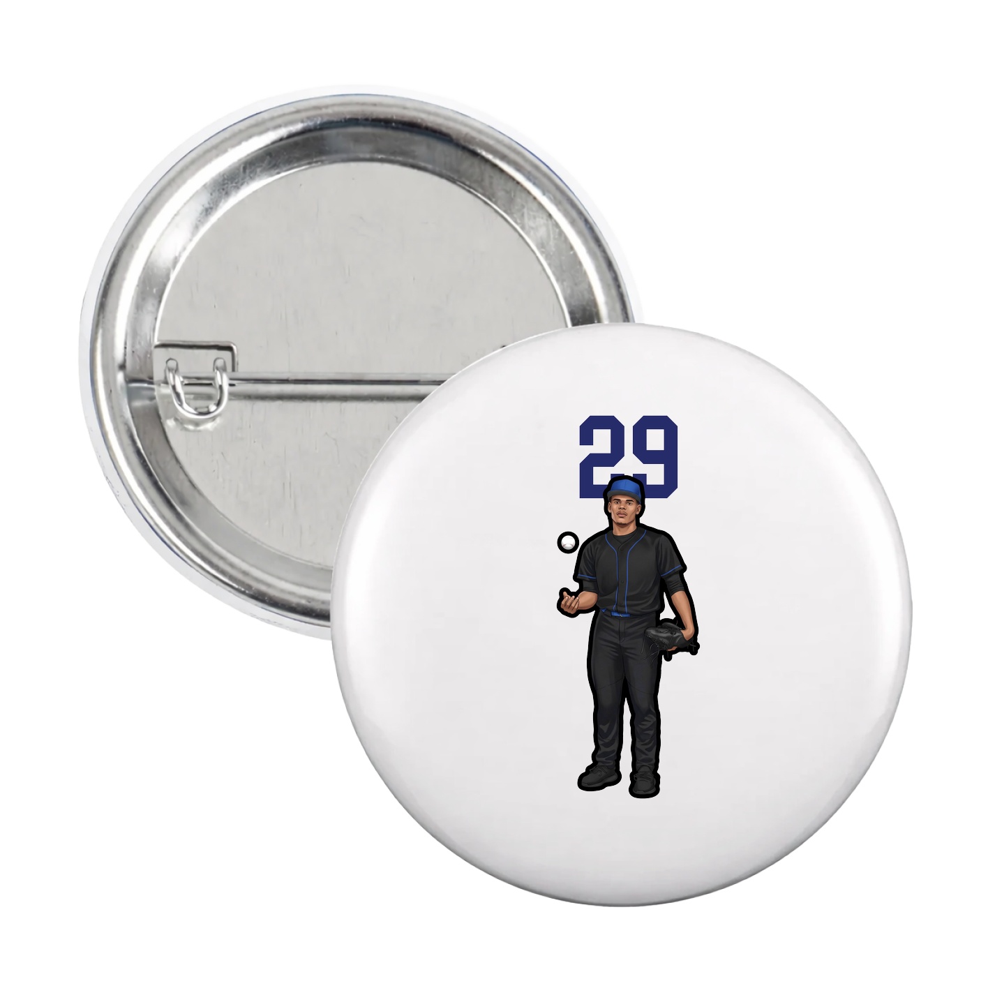 Game Day Button — Number Top in White
