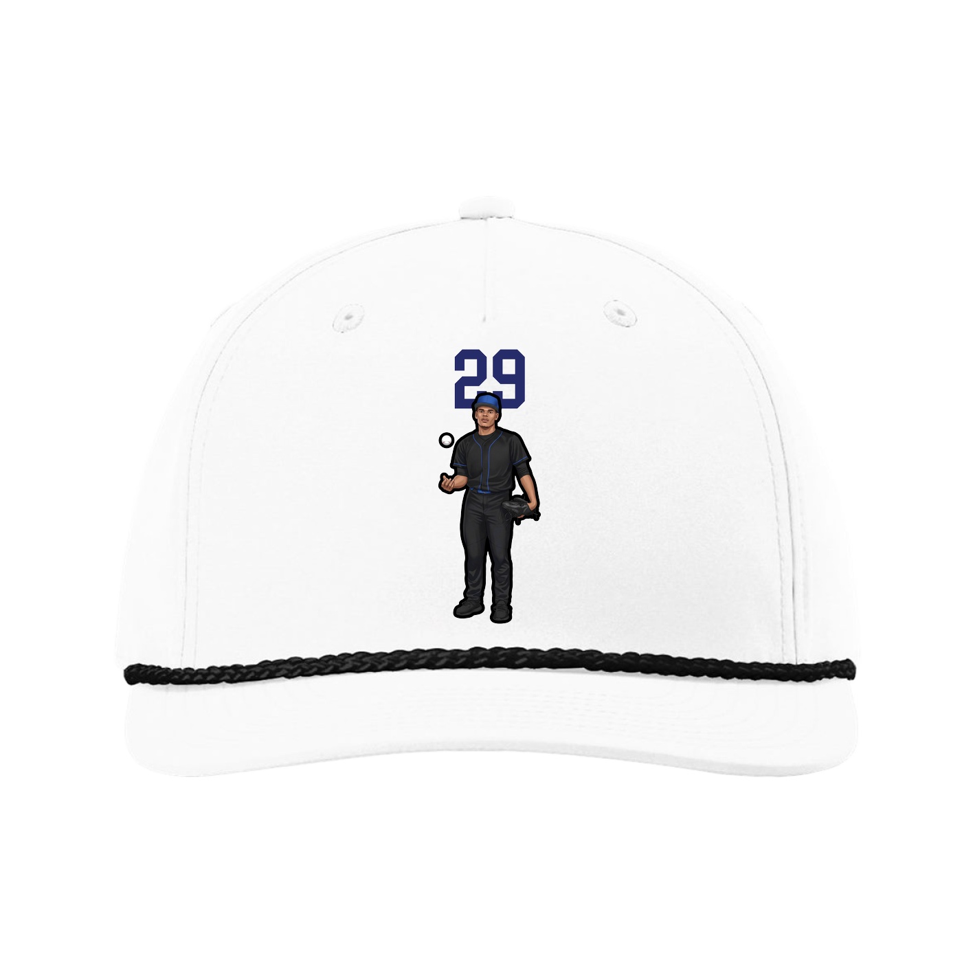Five-Panel Classic Rope Cap — Number Top in White