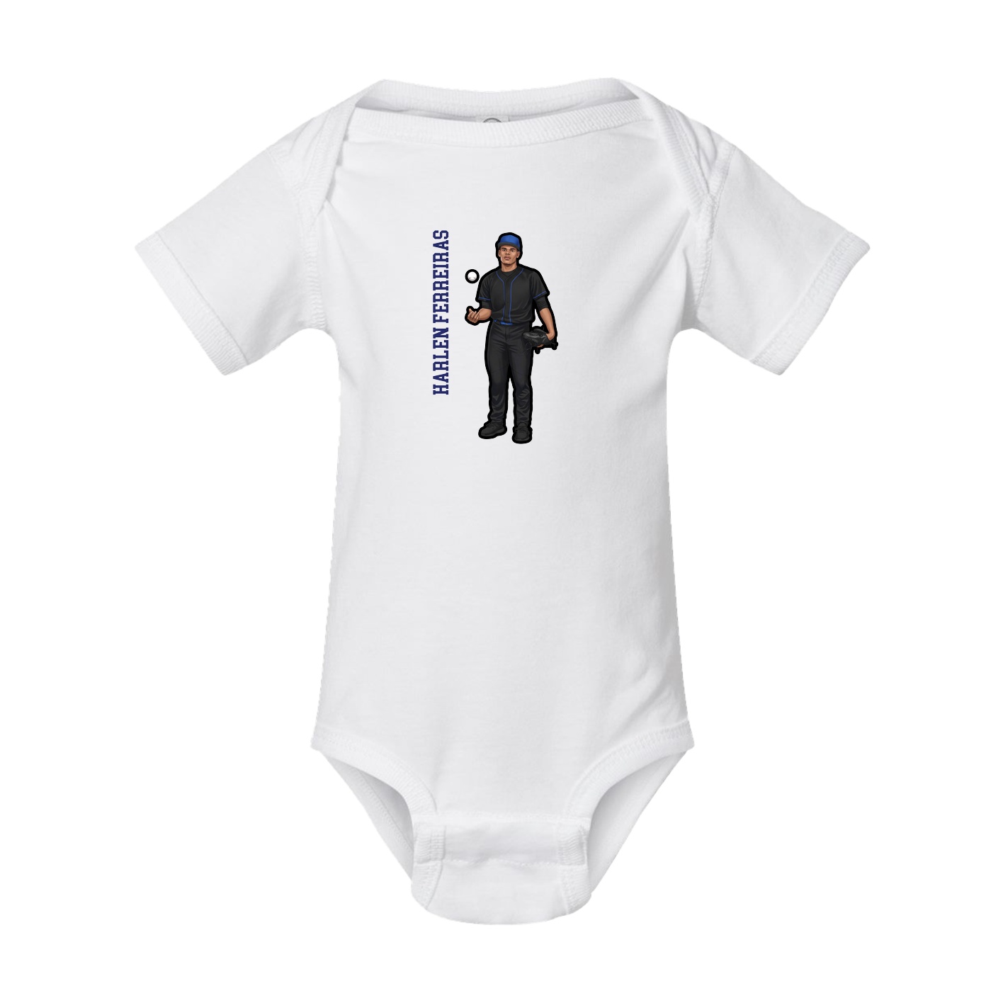 Baby Onesie — Name Vertical in White