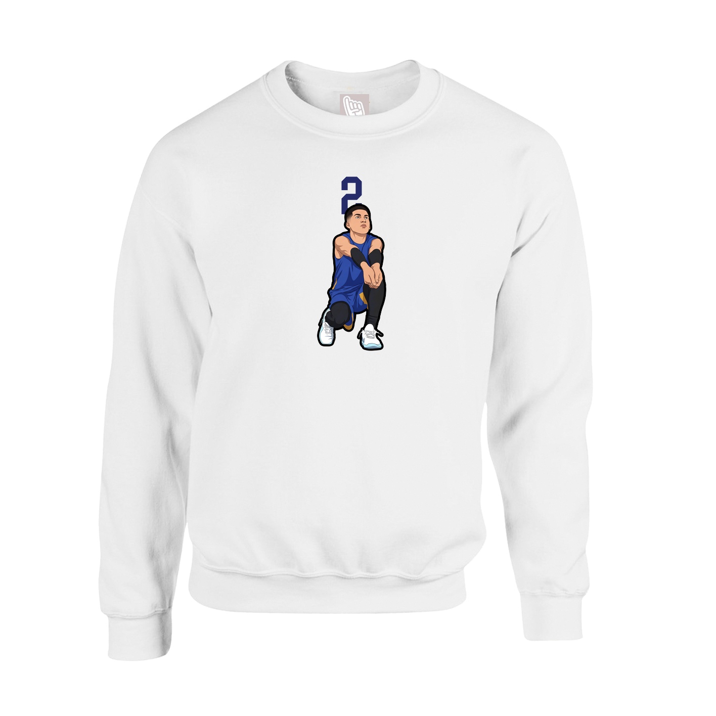 Fleece Crew — Number Top in White