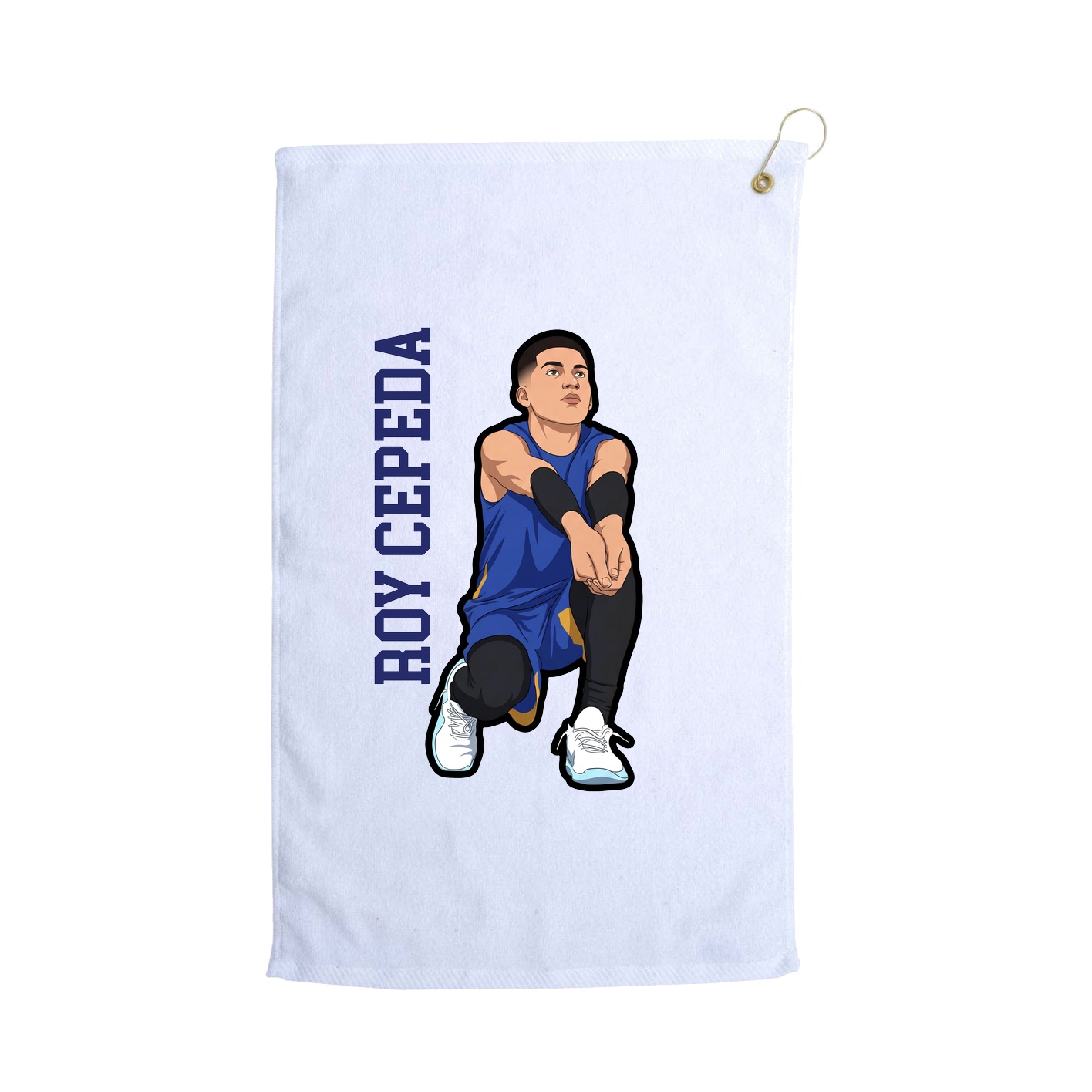 Golf Towel — Name Vertical in White