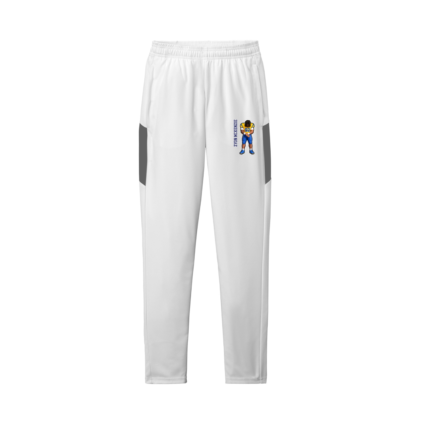 Team Travel Pant — Name Vertical in White/Grey