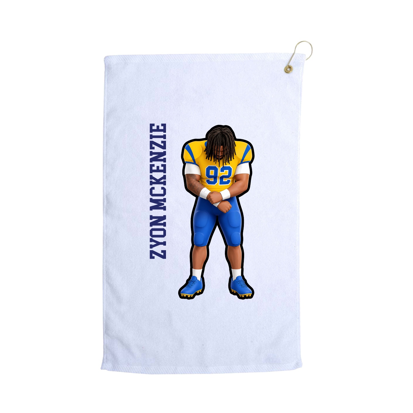Golf Towel — Name Vertical in White