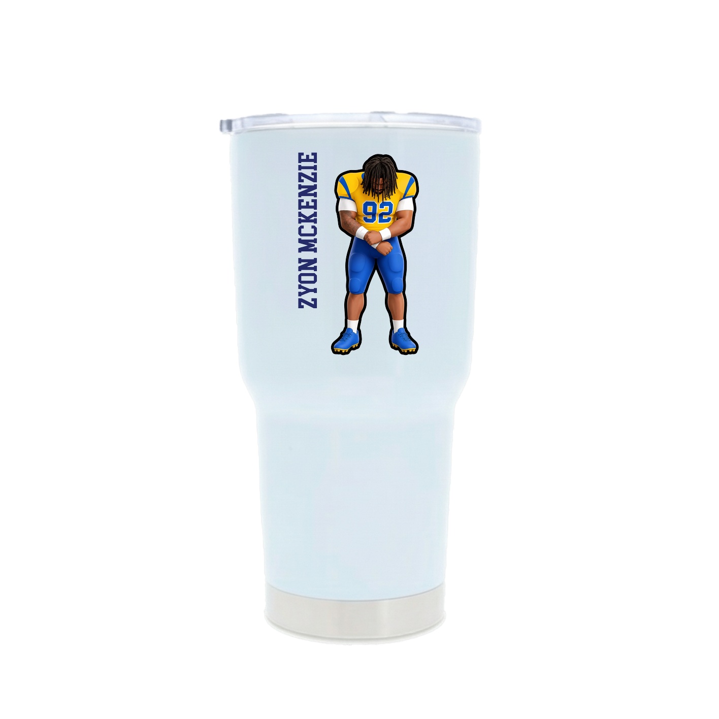 30oz Stainless Steel Tumbler — Name Vertical in White