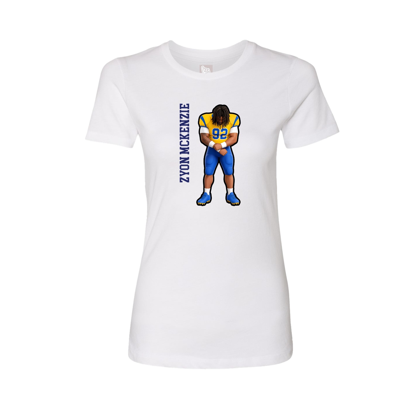 Fitted Women's Tee — Name Vertical in White